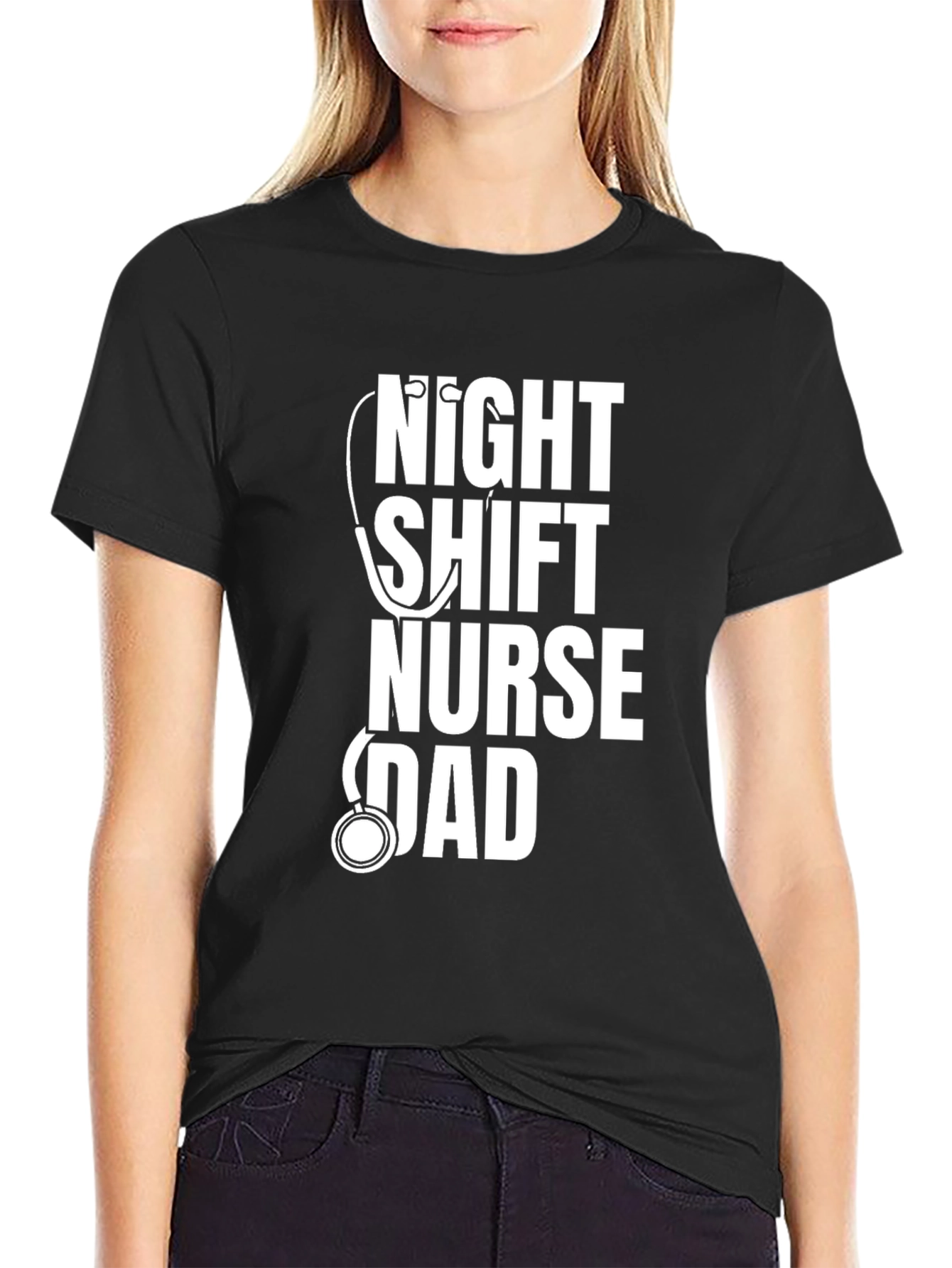 Night Shift Nurse Dad T-Shirt - Black