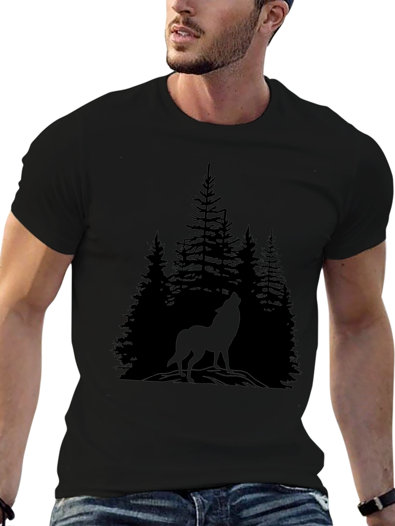 Wolf in the Woods Graphic Tee - Black T-Shirt