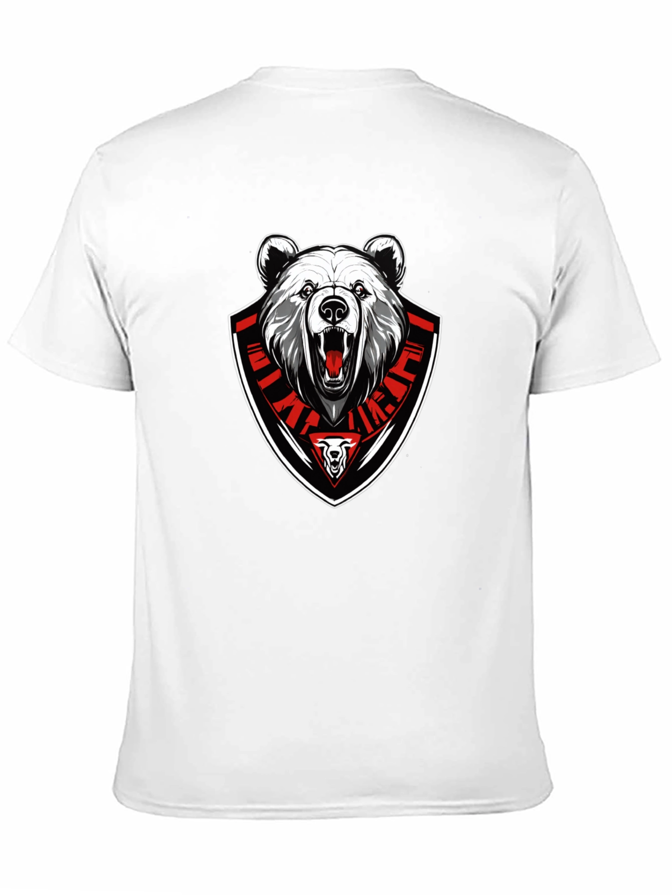 Bear Emblem Graphic Tee - Black Cotton Blend T-Shirt