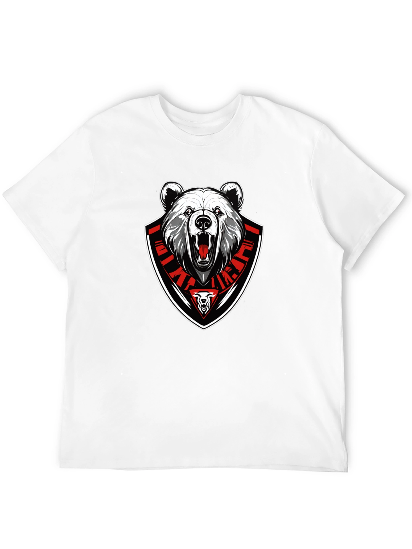 Bear Emblem Graphic Tee - Black Cotton Blend T-Shirt