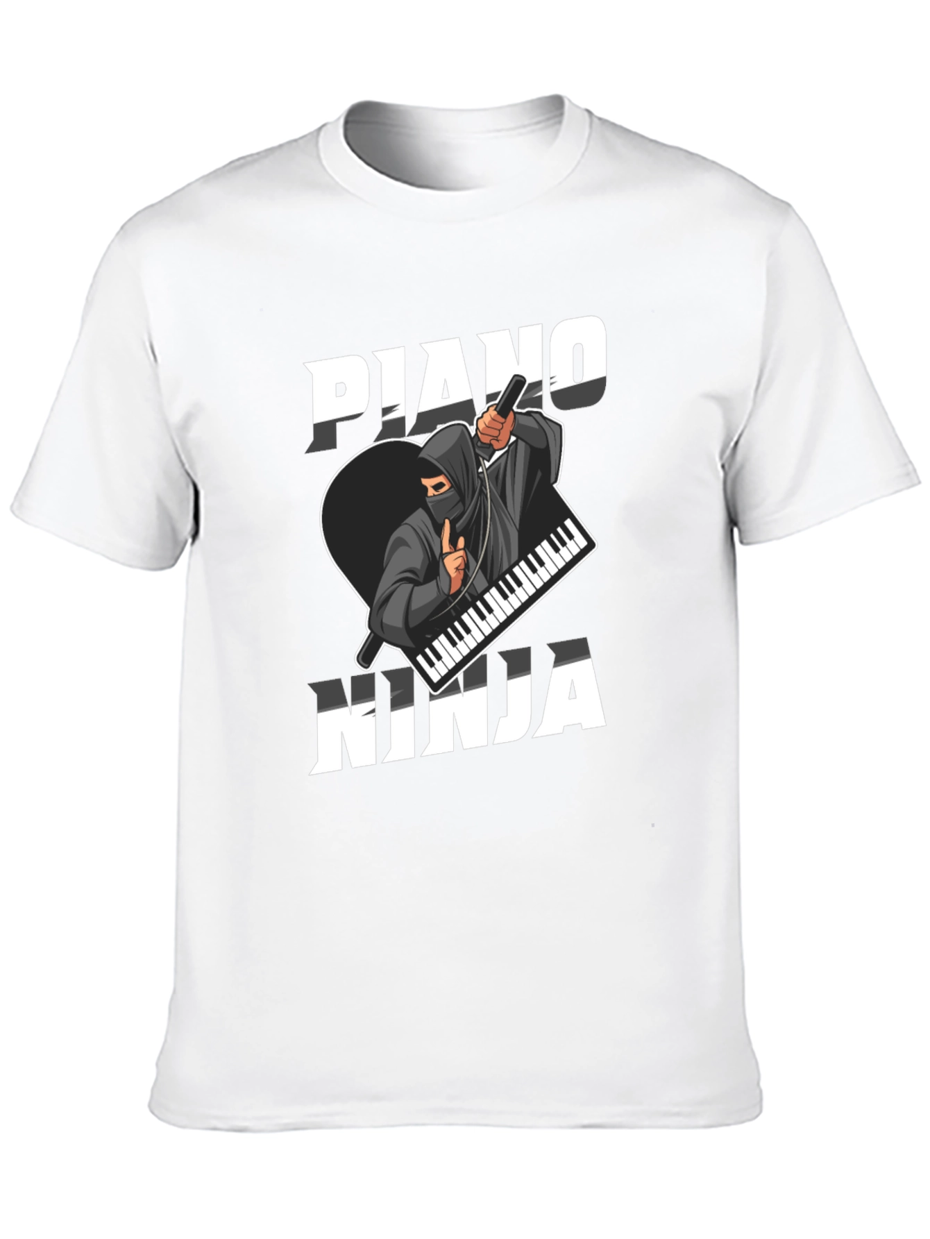 Piano Ninja Graphic T-Shirt - Black