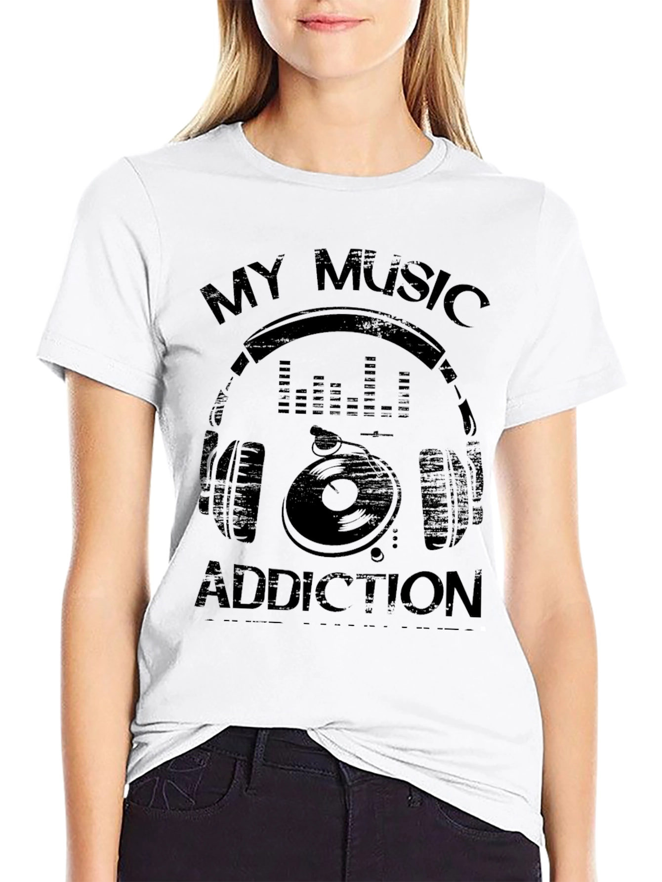 My Music Addiction Graphic T-Shirt - Black