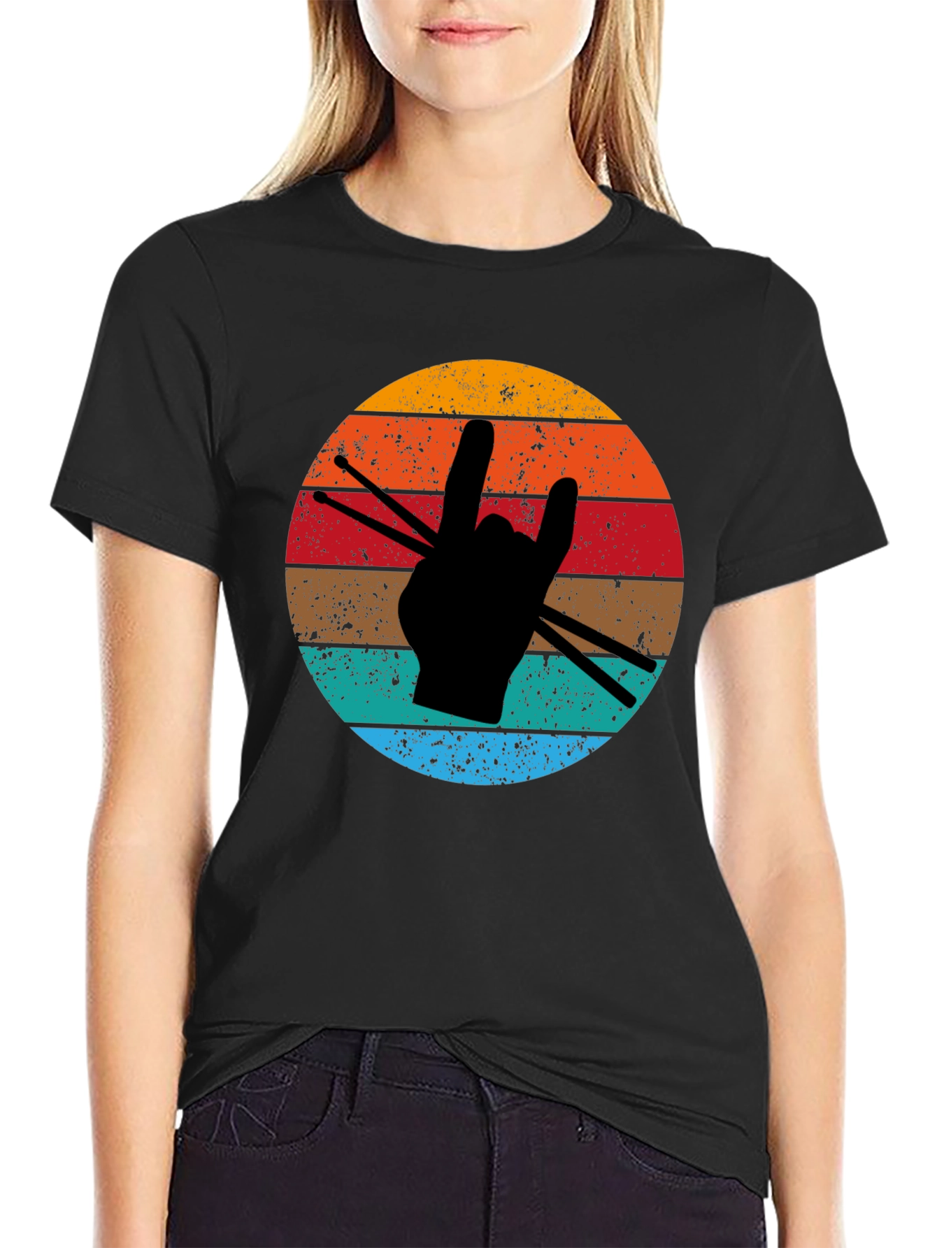 Retro Drummer Hand T-Shirt