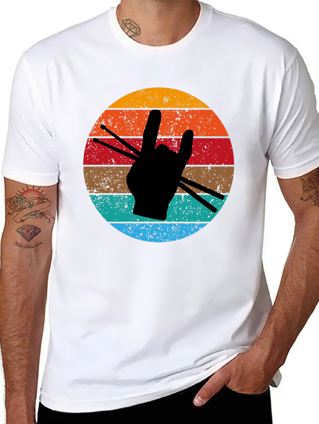 Retro Drummer Hand T-Shirt