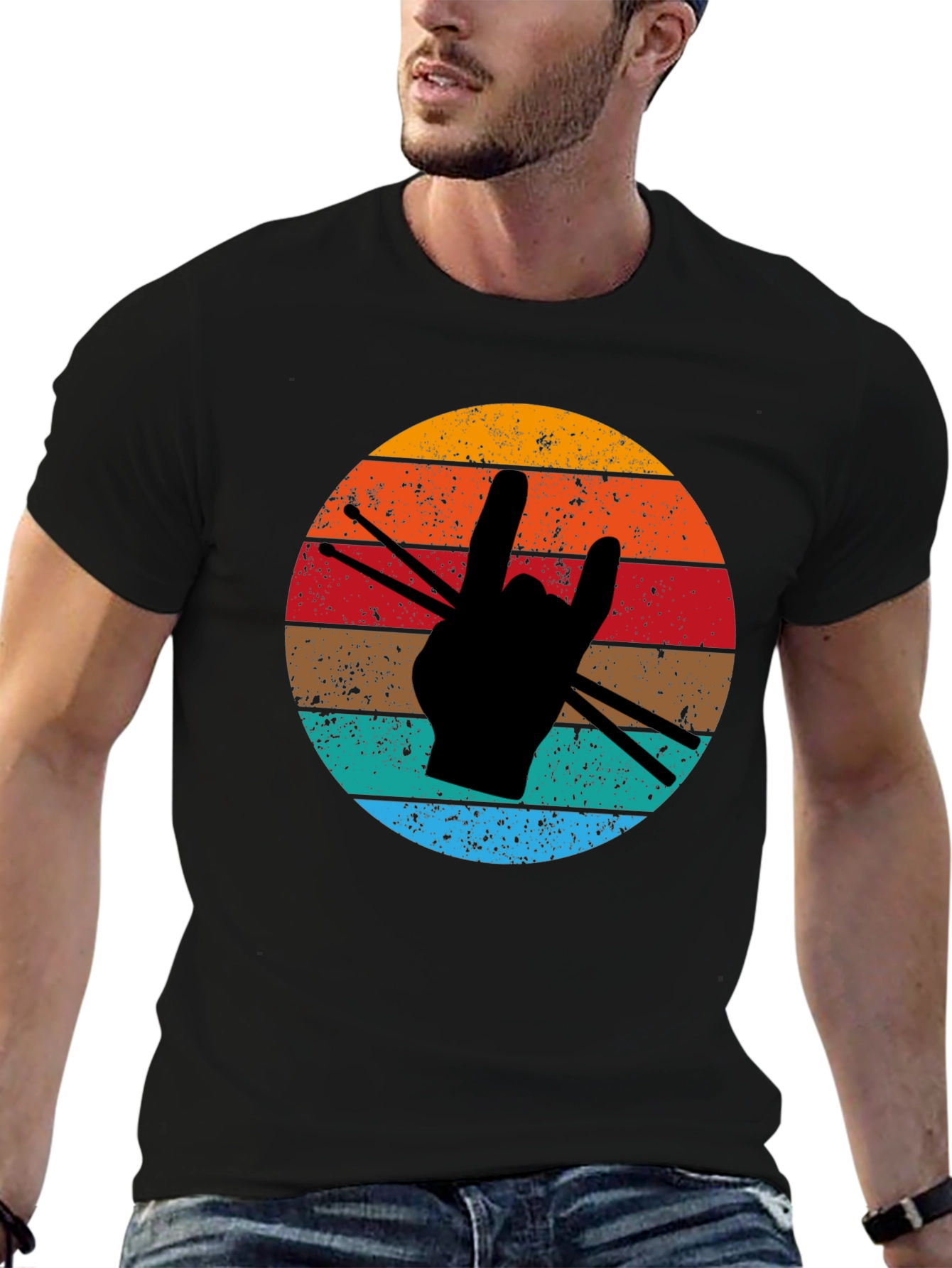 Retro Drummer Hand T-Shirt