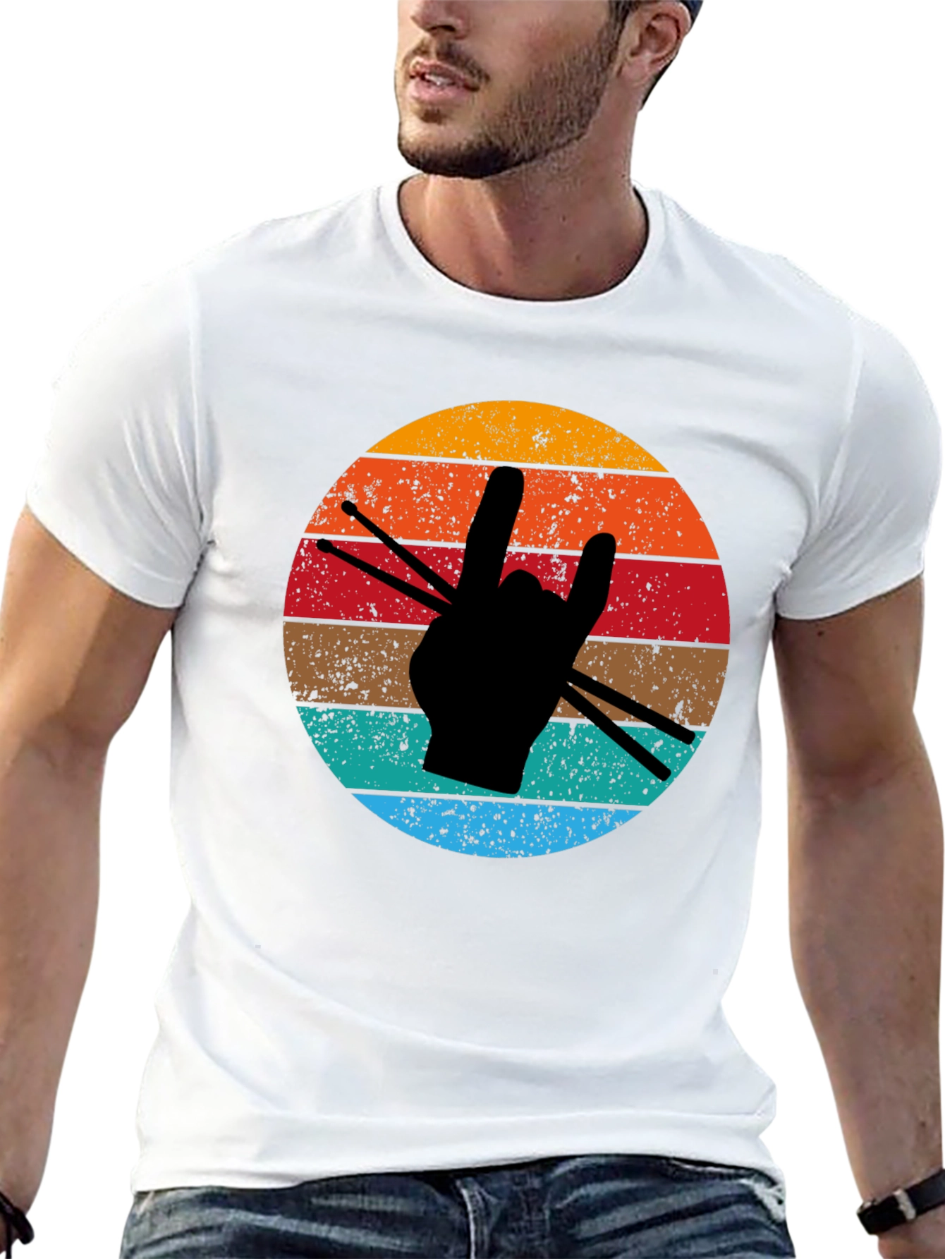 Retro Drummer Hand T-Shirt