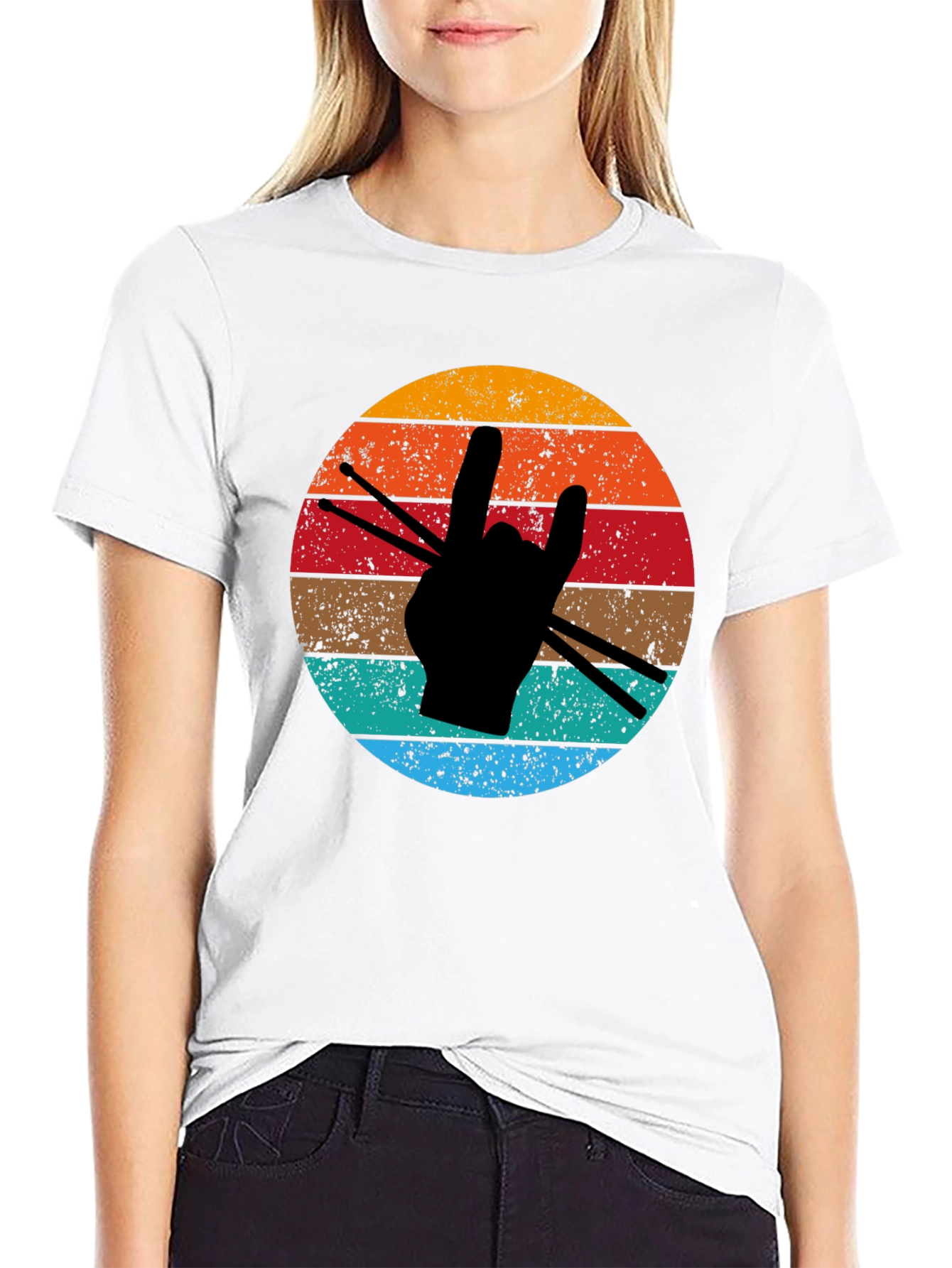 Retro Drummer Hand T-Shirt