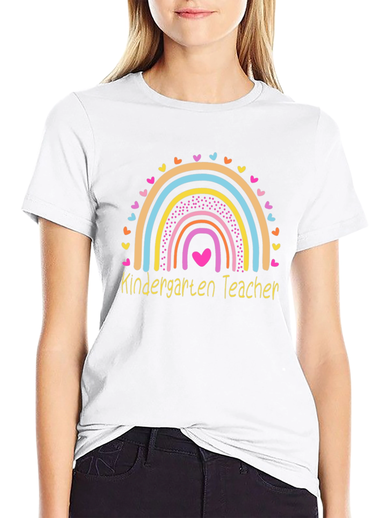 Kindergarten Teacher Rainbow Heart T-Shirt