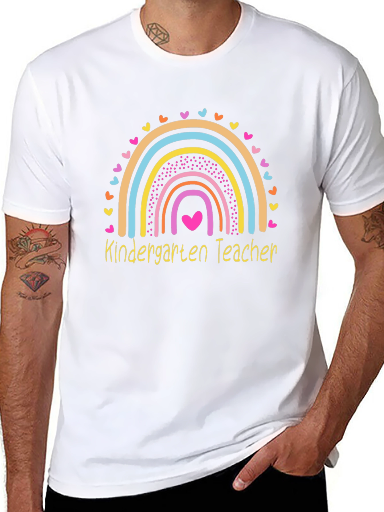 Kindergarten Teacher Rainbow Heart T-Shirt
