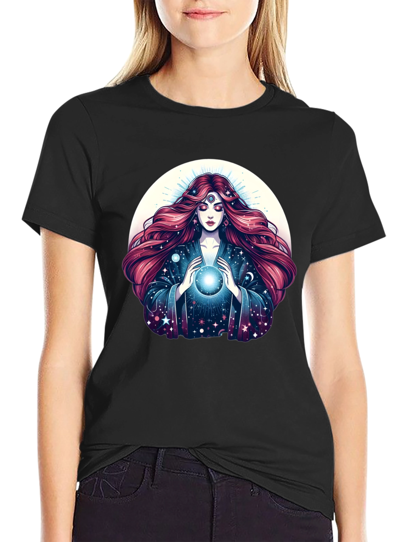 Mystic Fortune Teller Graphic Tee - Black