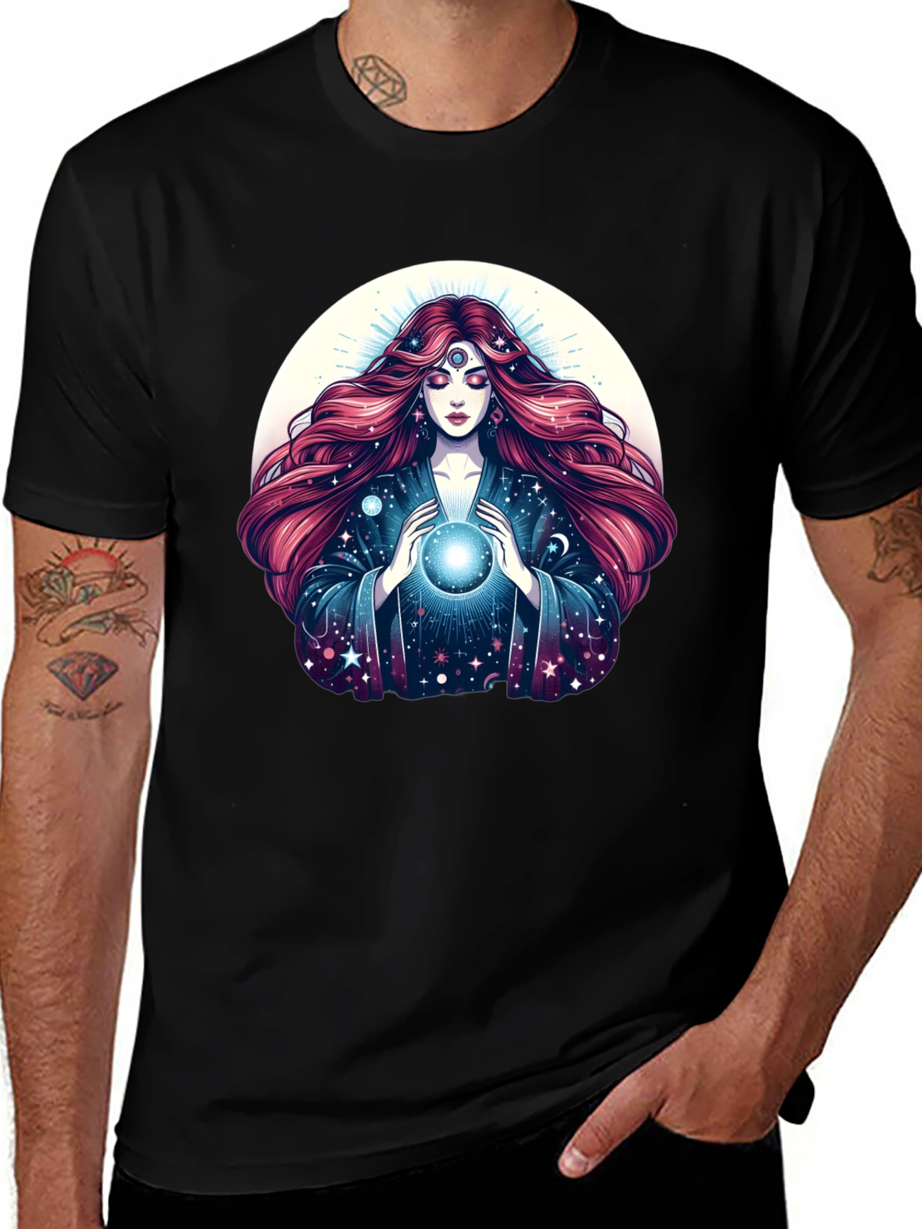 Mystic Fortune Teller Graphic Tee - Black