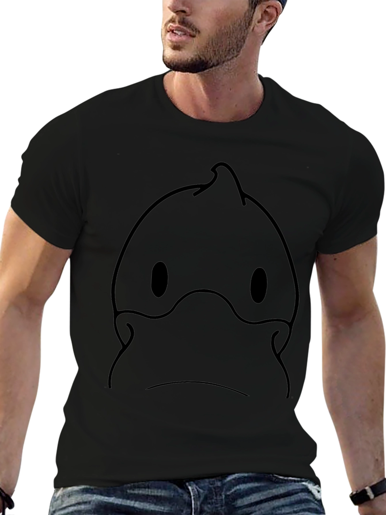 Black T-Shirt with Cartoon Face
