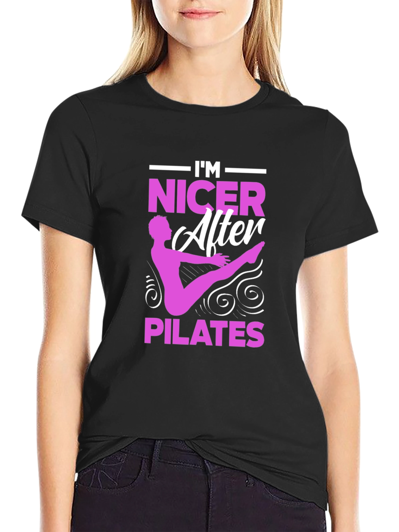 Im Nicer After Pilates Black Graphic T-Shirt