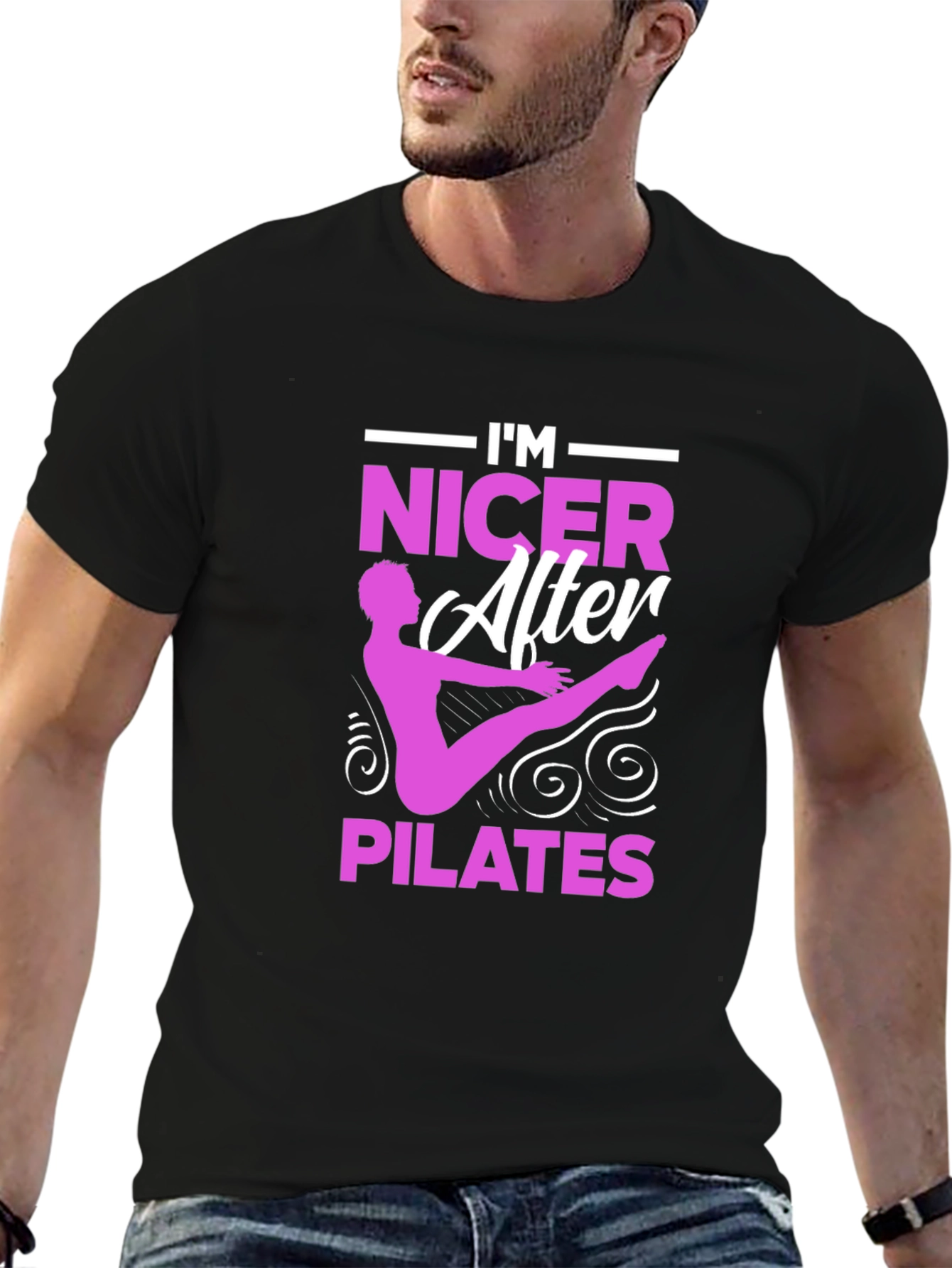 Im Nicer After Pilates Black Graphic T-Shirt