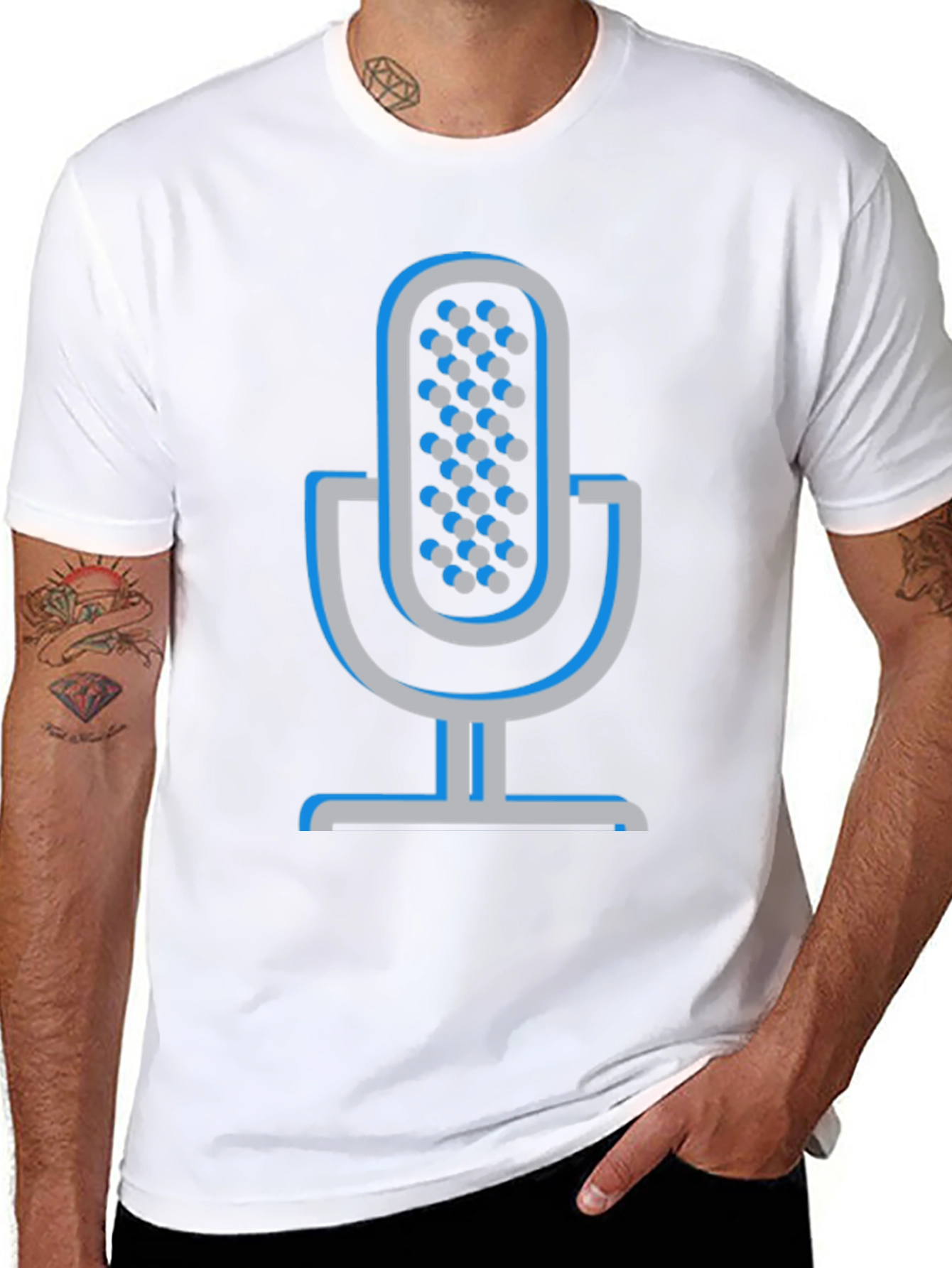 Retro Microphone Graphic Tee - Black Cotton Comfort