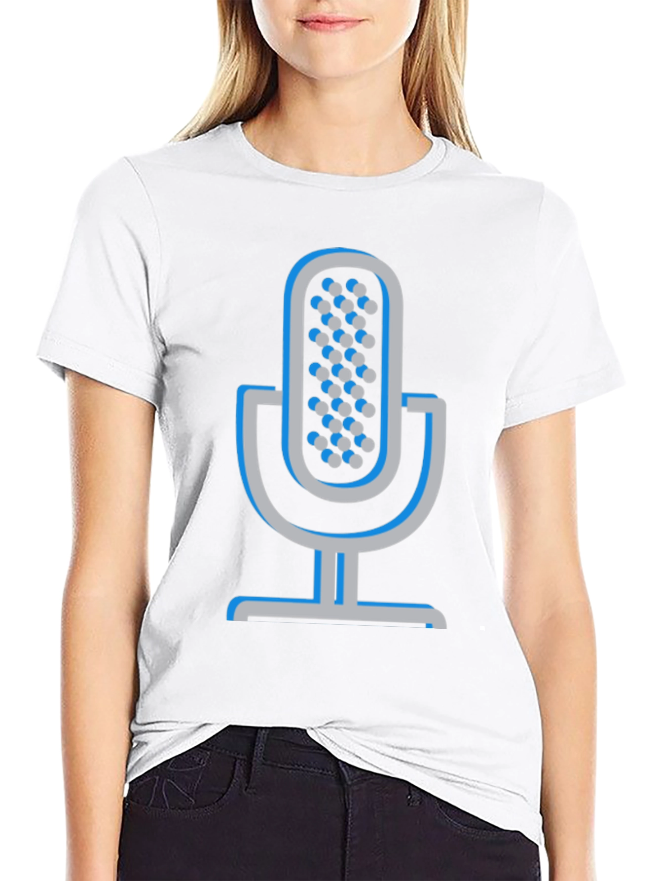 Retro Microphone Graphic Tee - Black Cotton Comfort