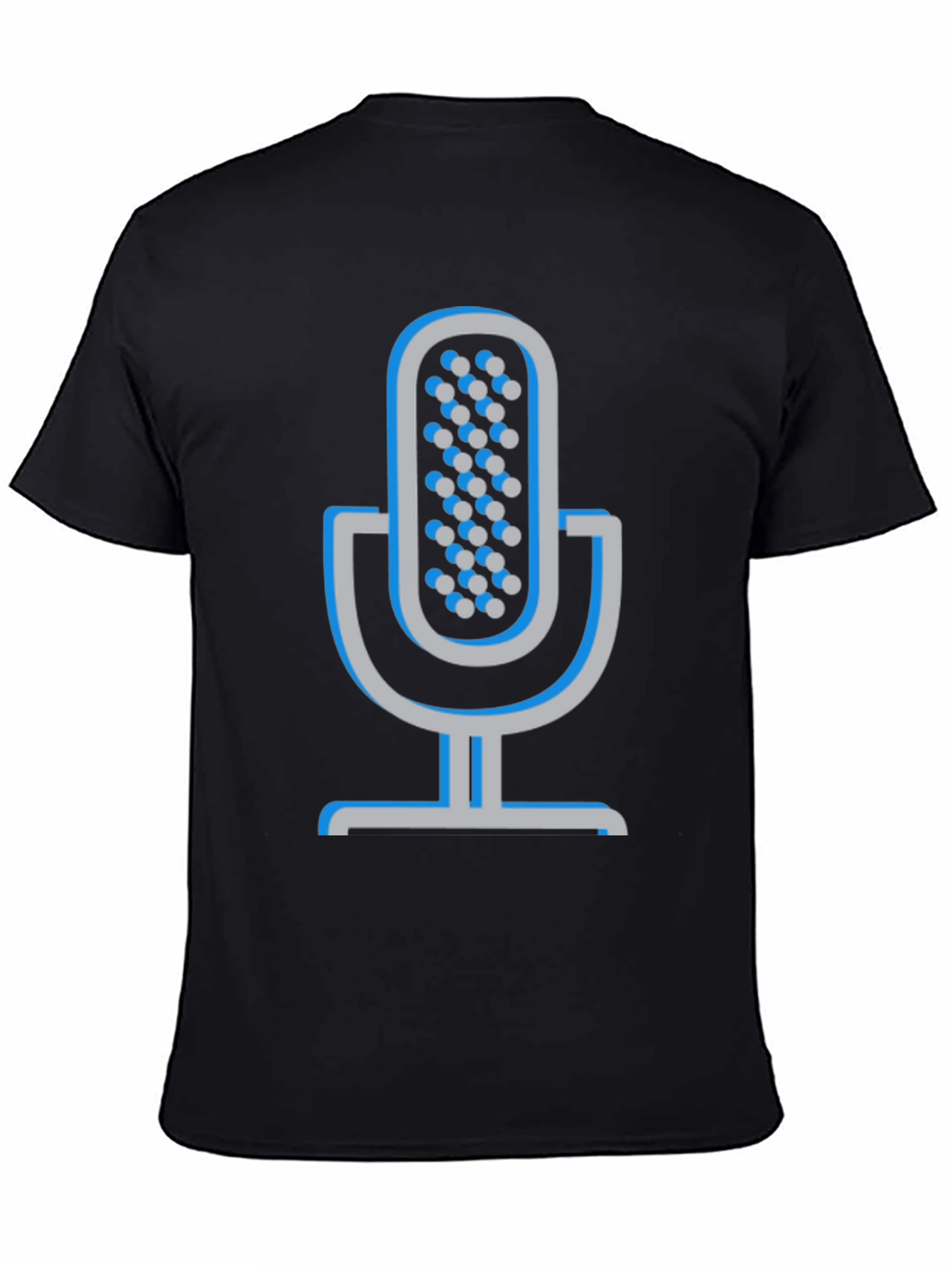 Retro Microphone Graphic Tee - Black Cotton Comfort