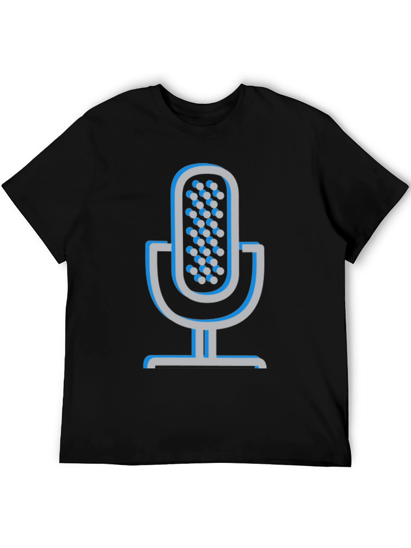 Retro Microphone Graphic Tee - Black Cotton Comfort