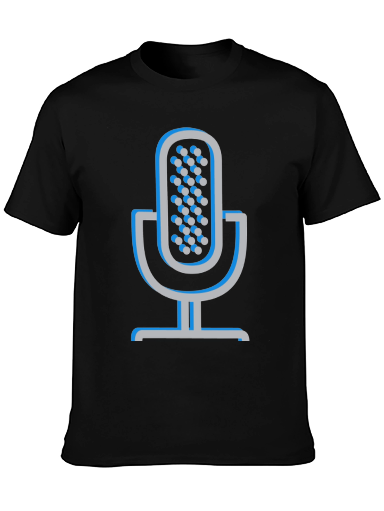 Retro Microphone Graphic Tee - Black Cotton Comfort