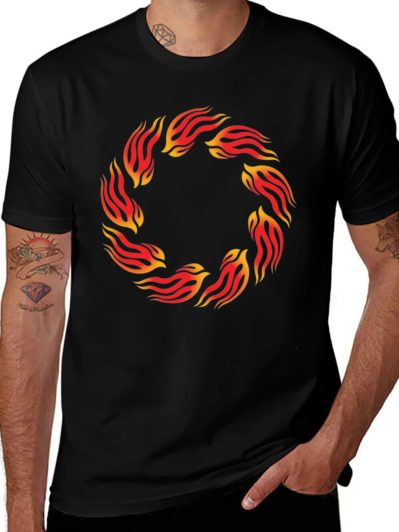 Fiery Ring Graphic Black T-Shirt