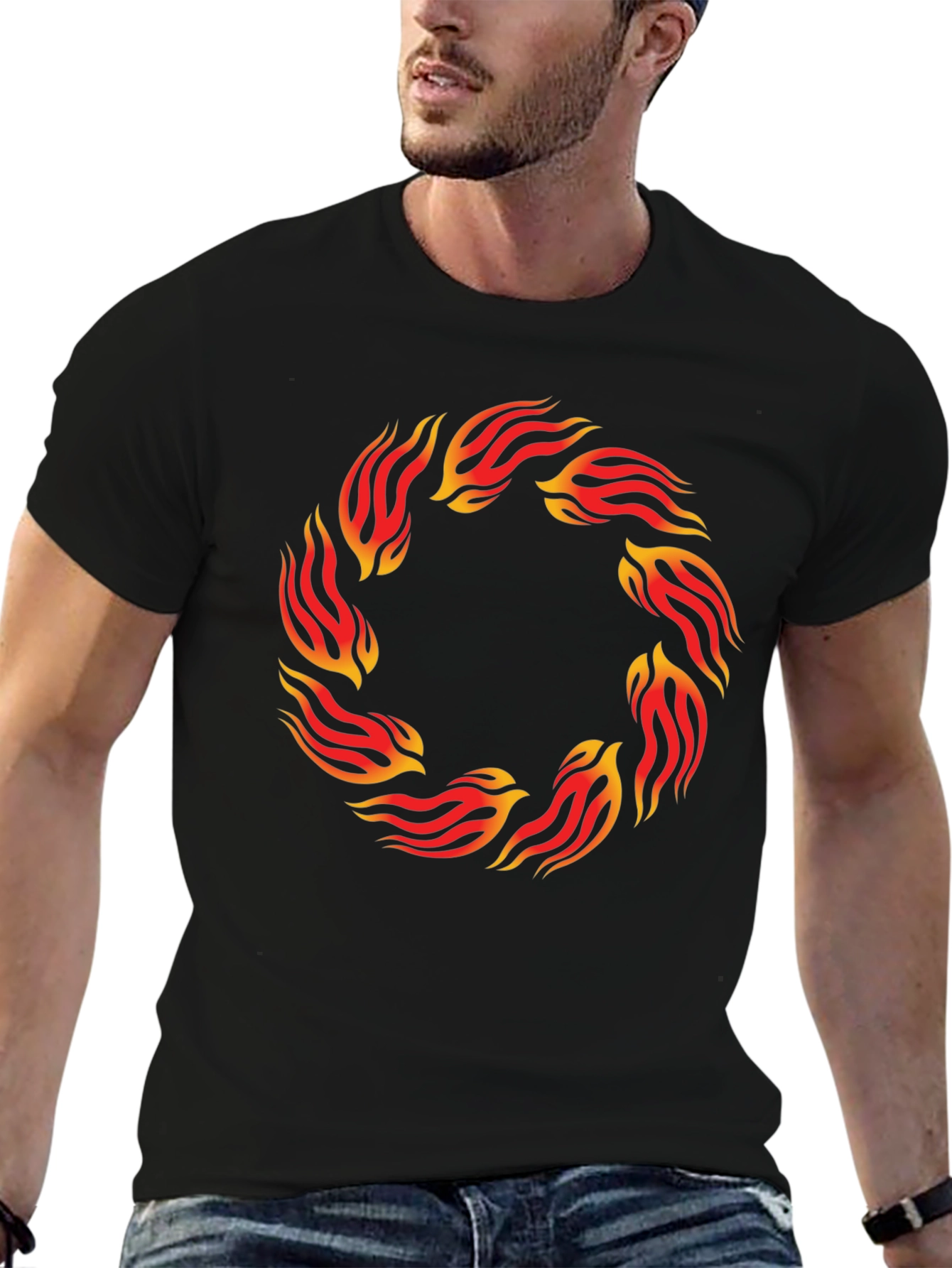 Fiery Ring Graphic Black T-Shirt