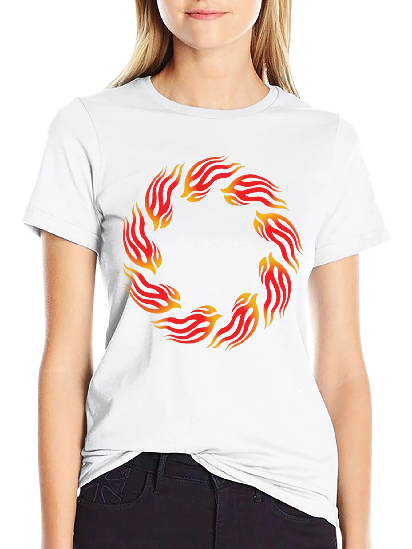 Fiery Ring Graphic Black T-Shirt