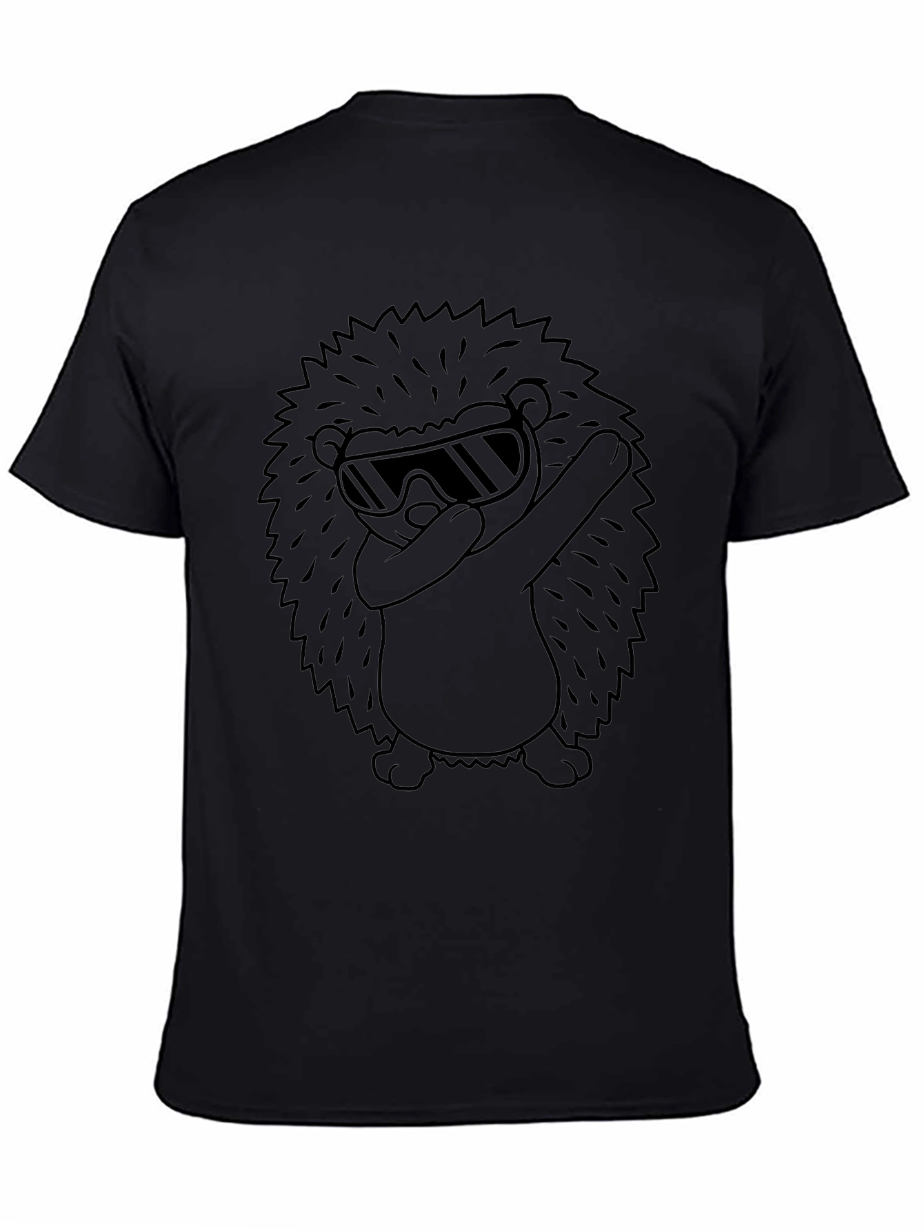 Cool Hedgehog Dabbing Graphic Tee - Black Cotton T-Shirt