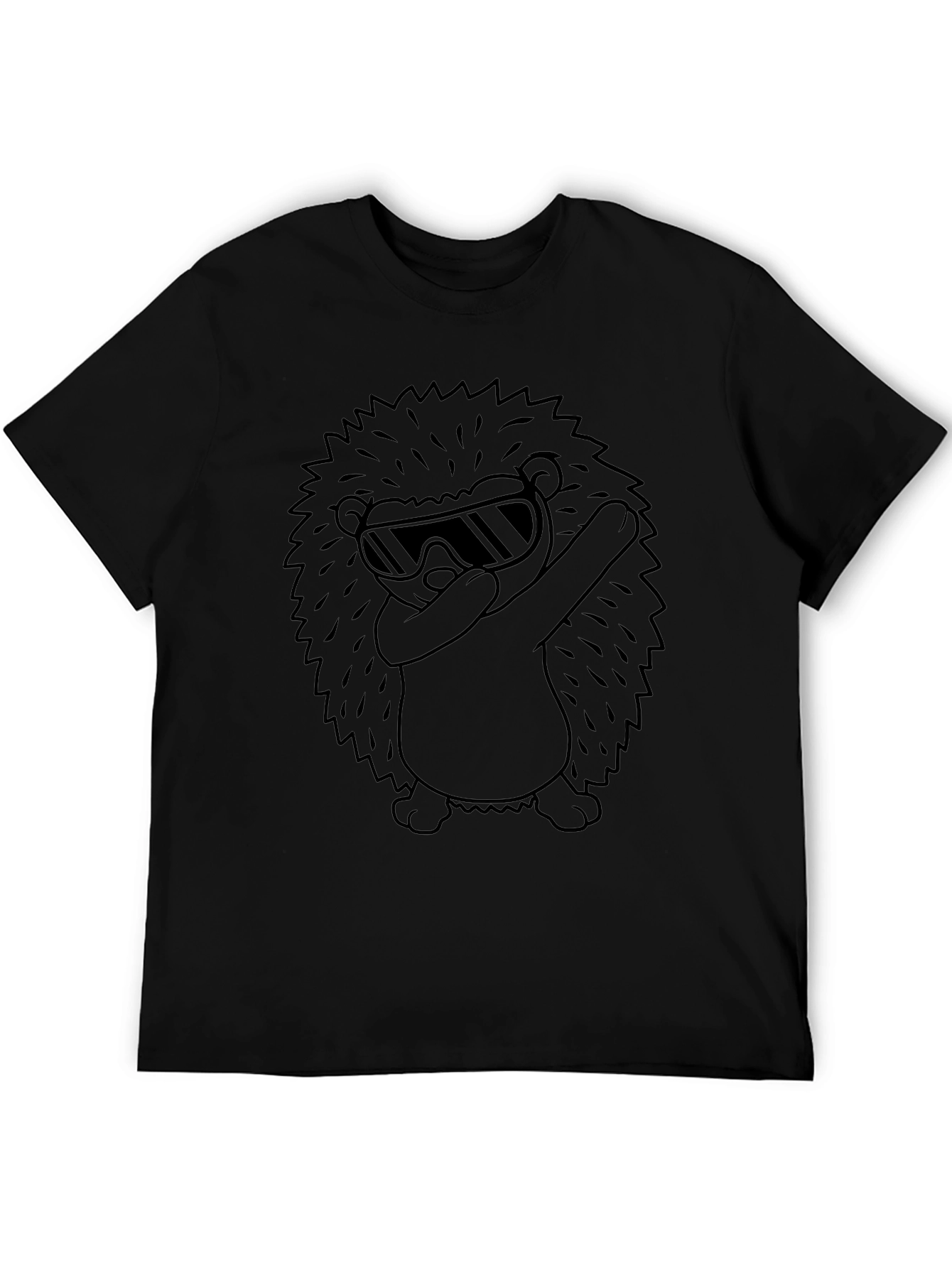 Cool Hedgehog Dabbing Graphic Tee - Black Cotton T-Shirt