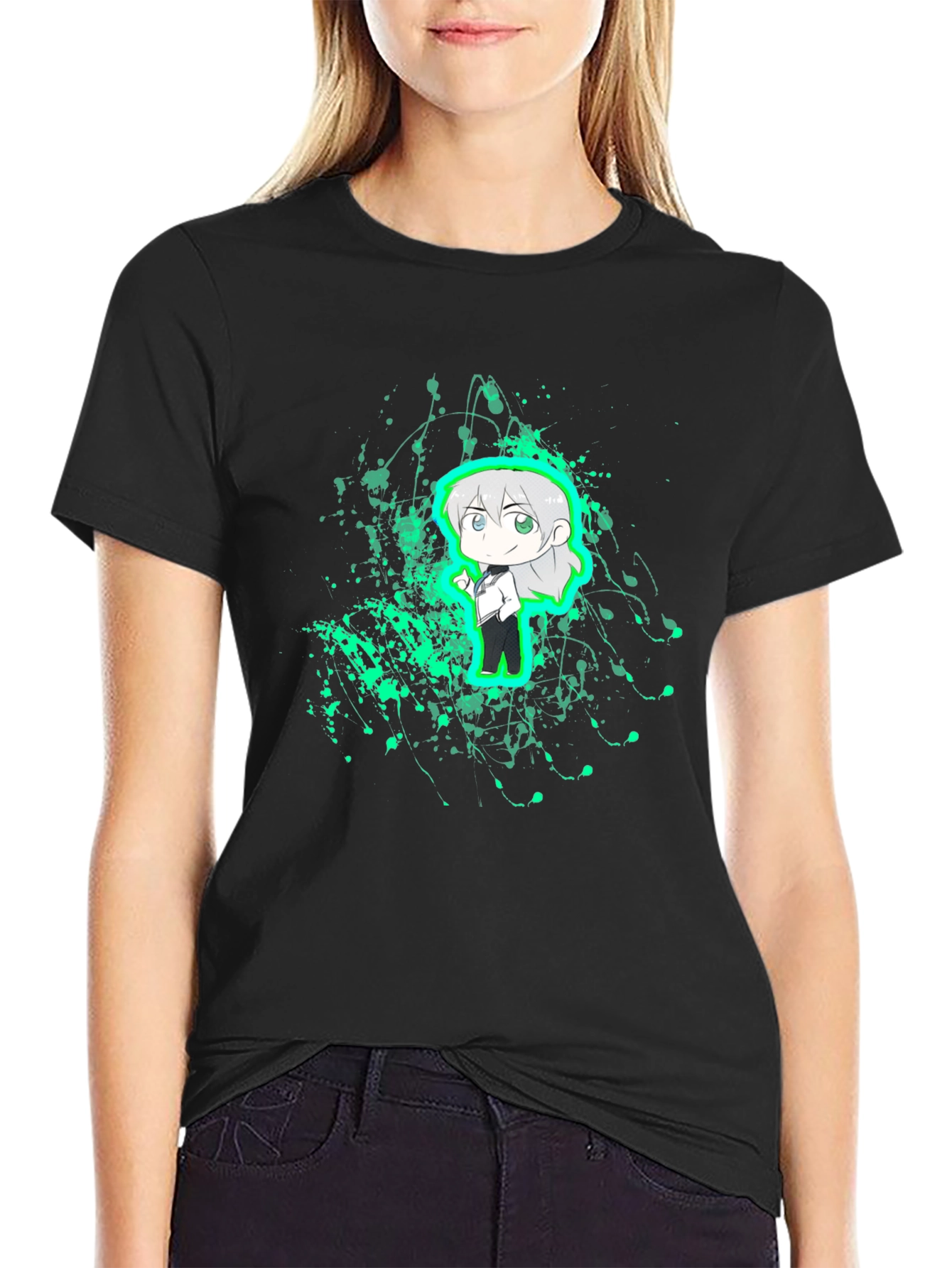Anime Character Graphic Black T-Shirt