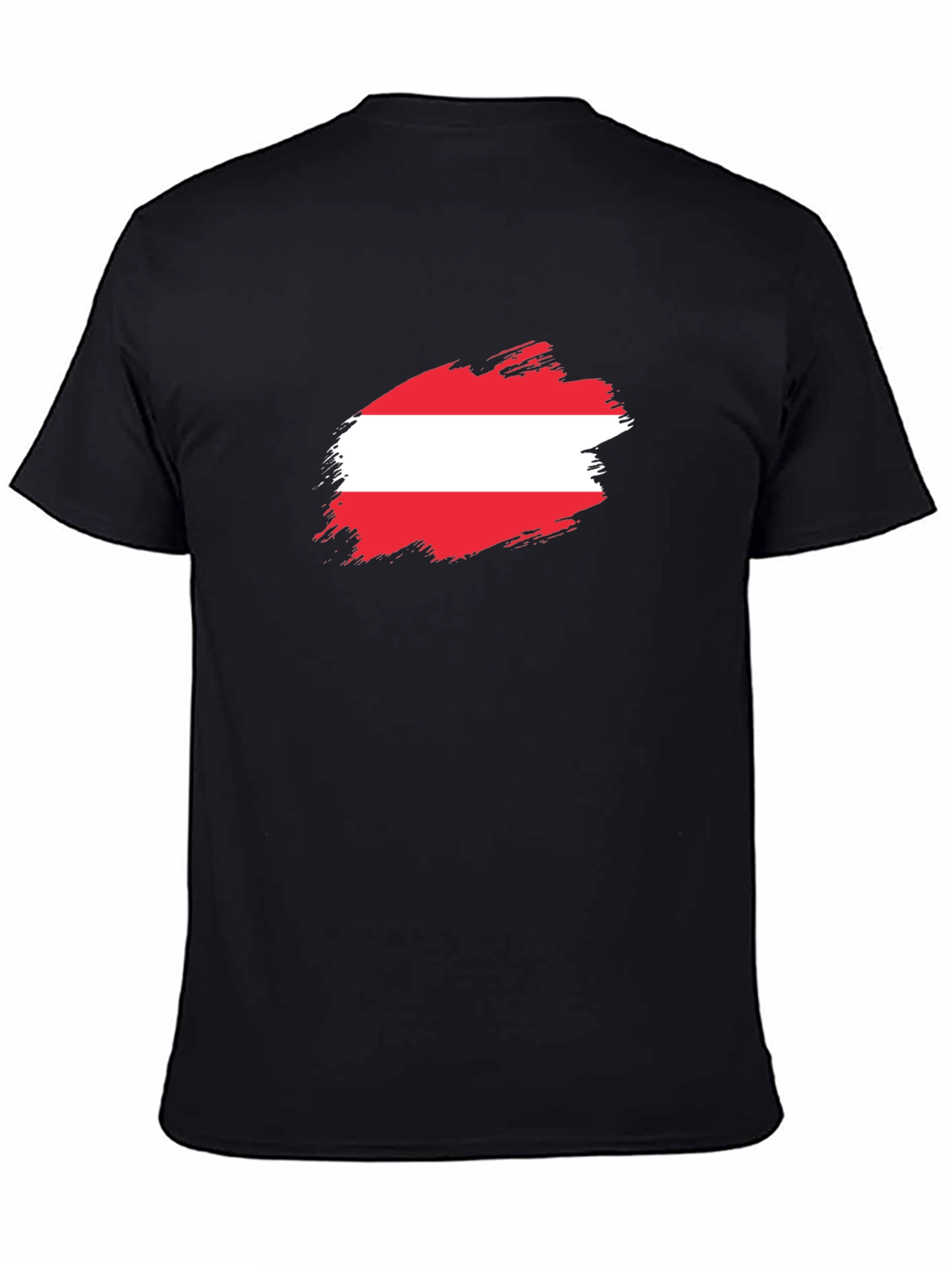 Austria Flag Brush Stroke Black T-Shirt