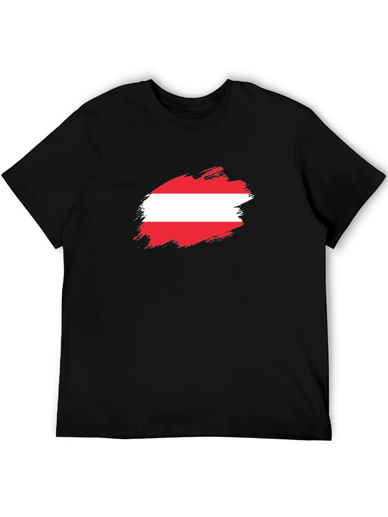 Austria Flag Brush Stroke Black T-Shirt