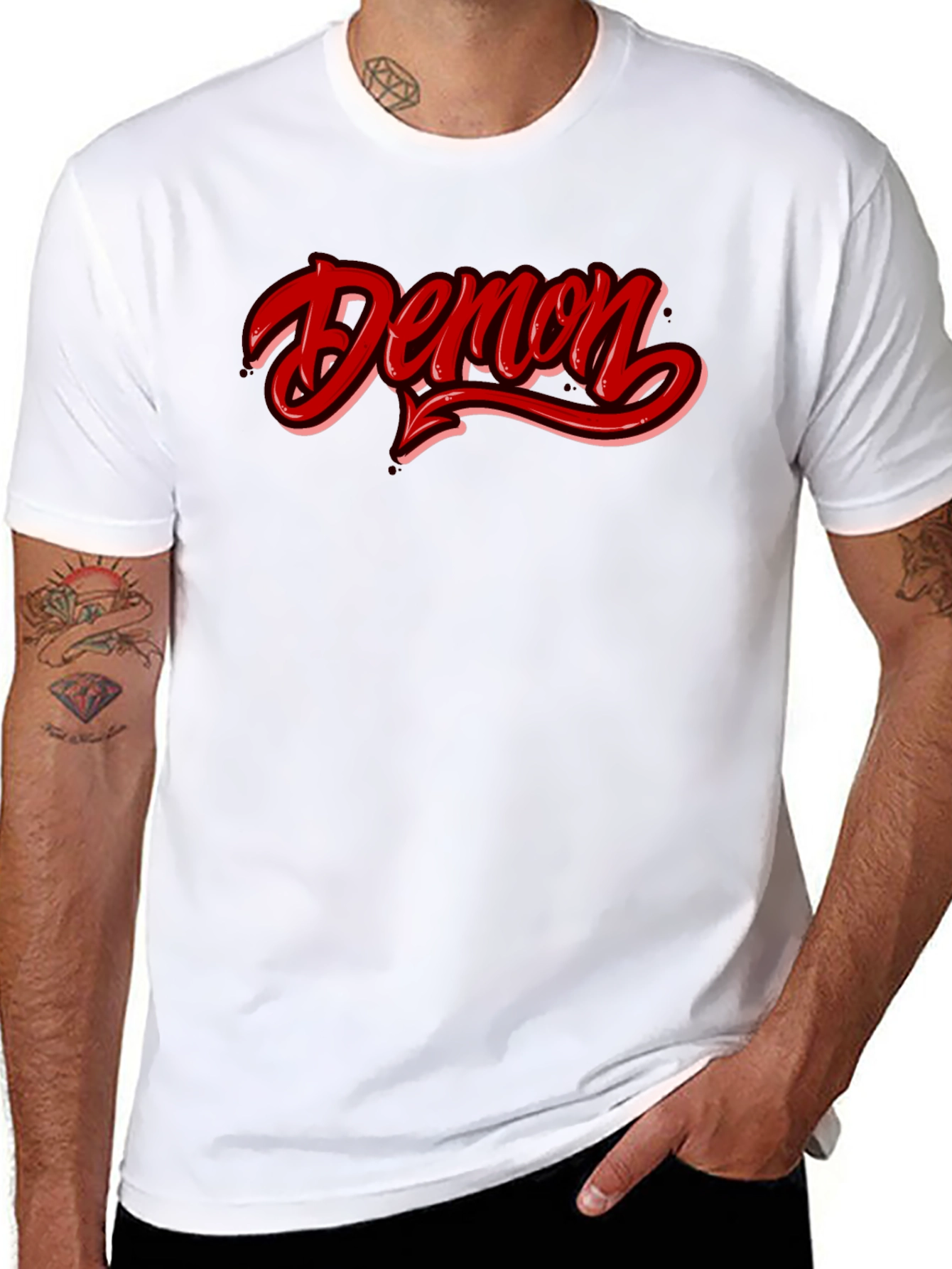 Demon Graphic T-Shirt - Red and Black Casual Tee