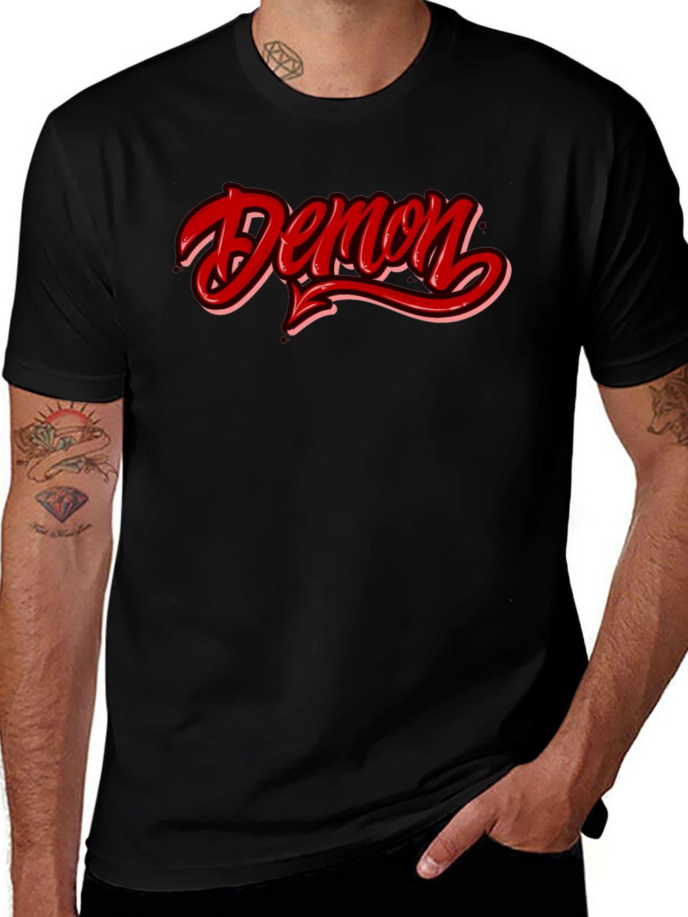 Demon Graphic T-Shirt - Red and Black Casual Tee