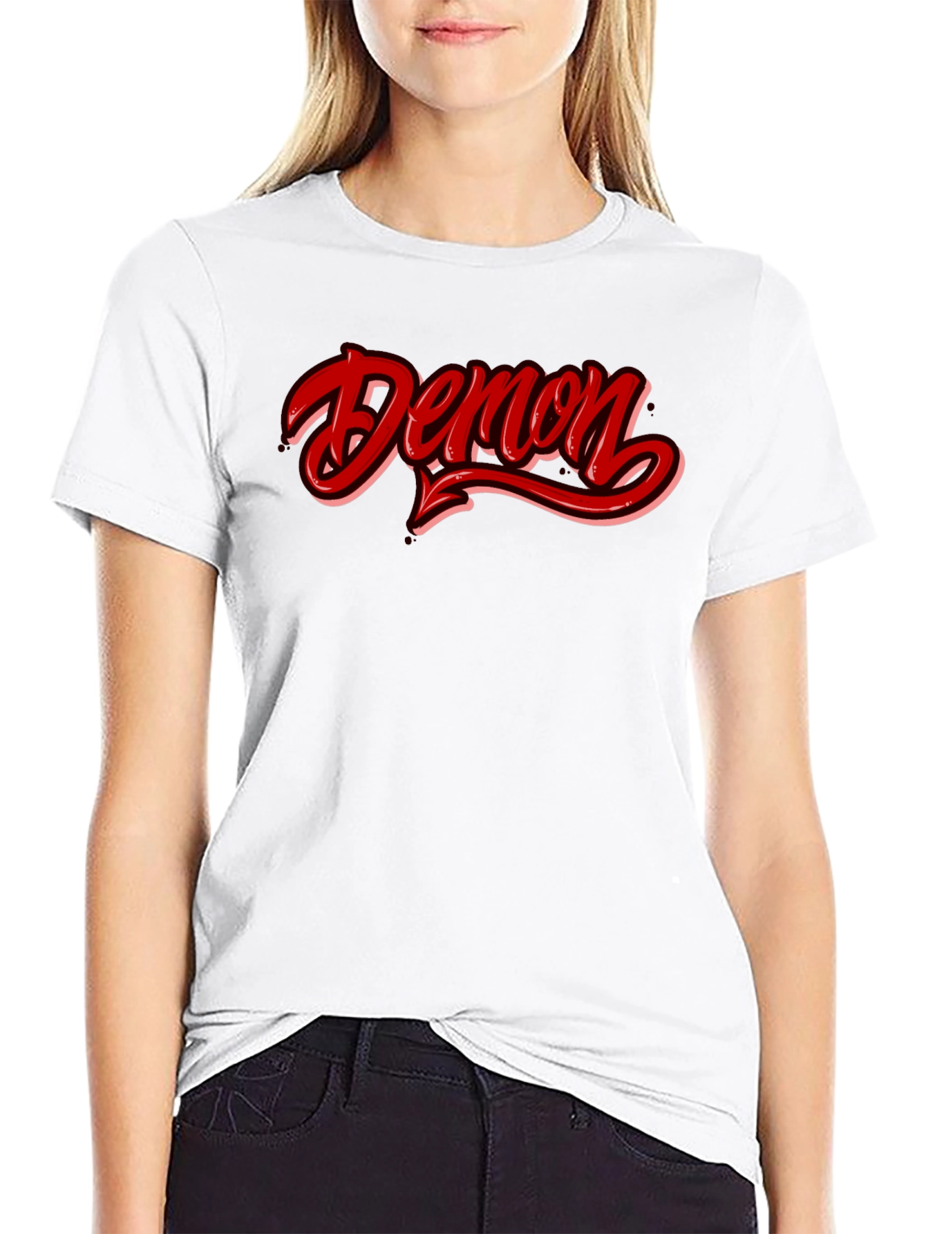 Demon Graphic T-Shirt - Red and Black Casual Tee