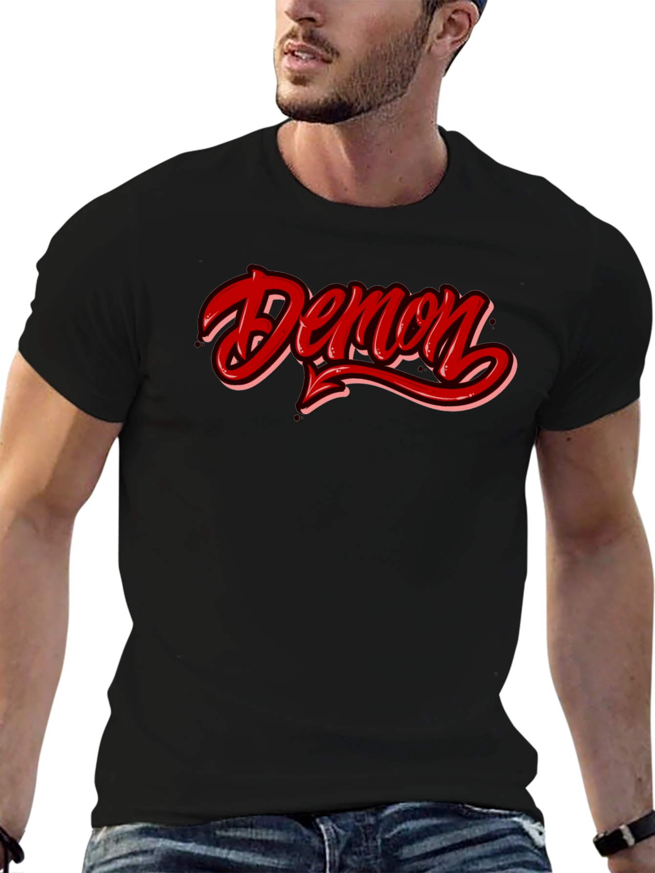 Demon Graphic T-Shirt - Red and Black Casual Tee