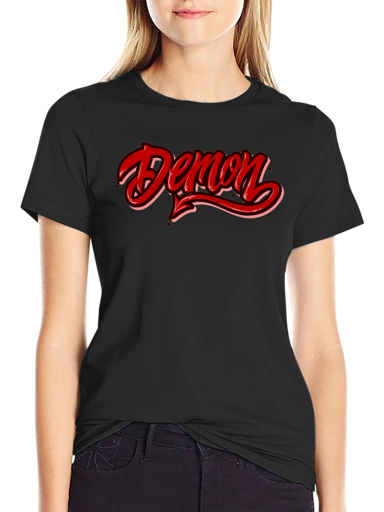 Demon Graphic T-Shirt - Red and Black Casual Tee