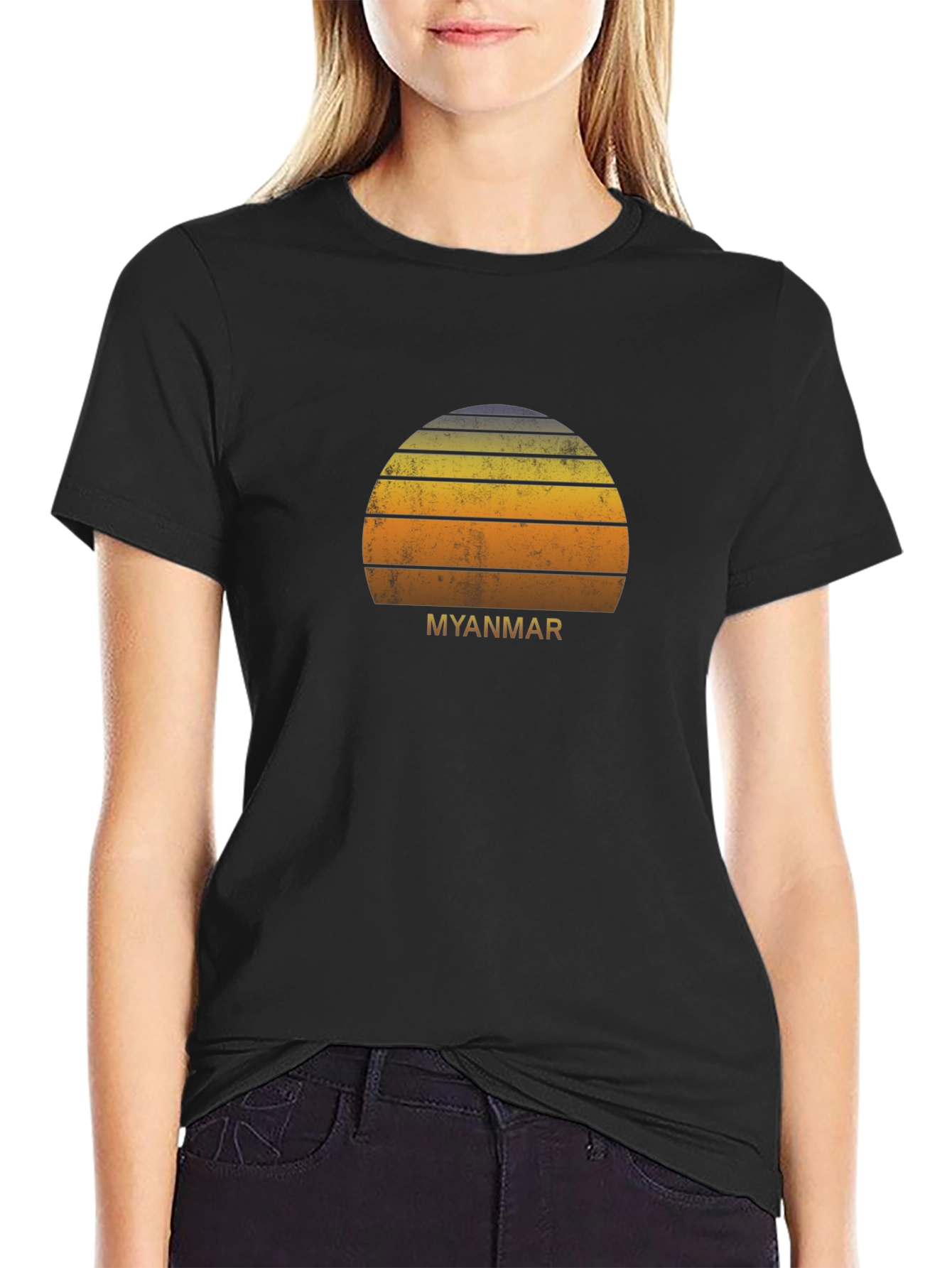 Myanmar Sunset Graphic Tee - Retro Style