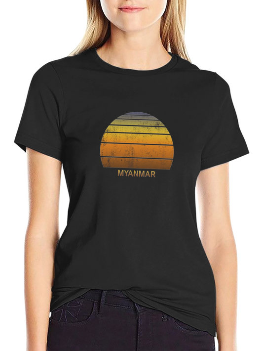 Myanmar Sunset Graphic Tee - Retro Style