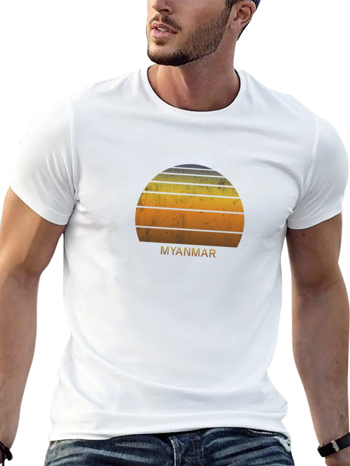 Myanmar Sunset Graphic Tee - Retro Style