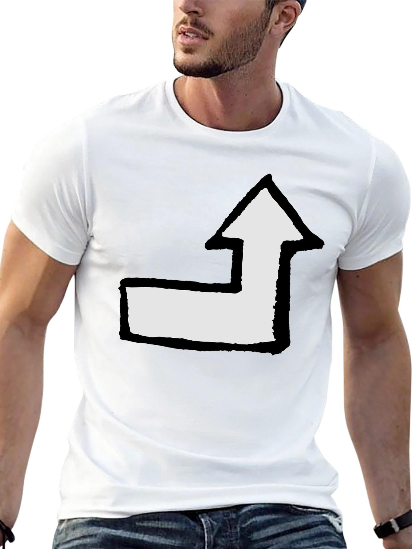Arrow Graphic Tee - Black Cotton Casual T-Shirt