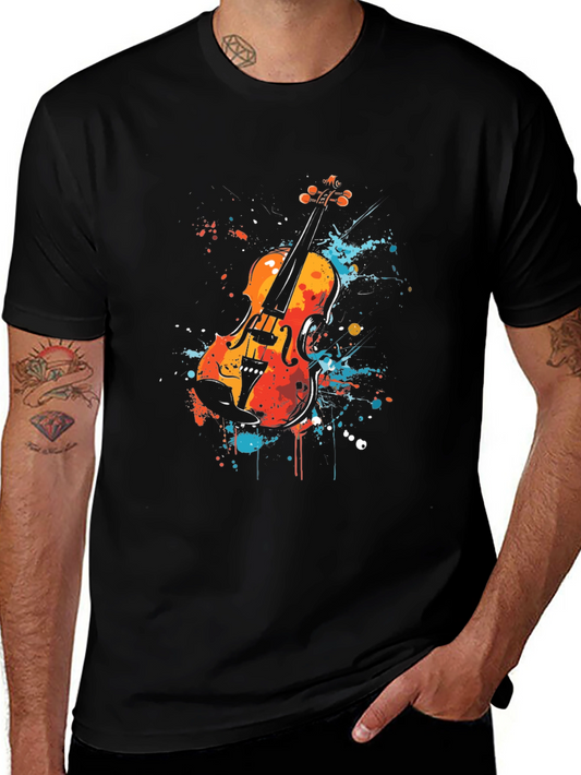 Abstract Violin Graphic Tee - Stylish Musician T-Shirt