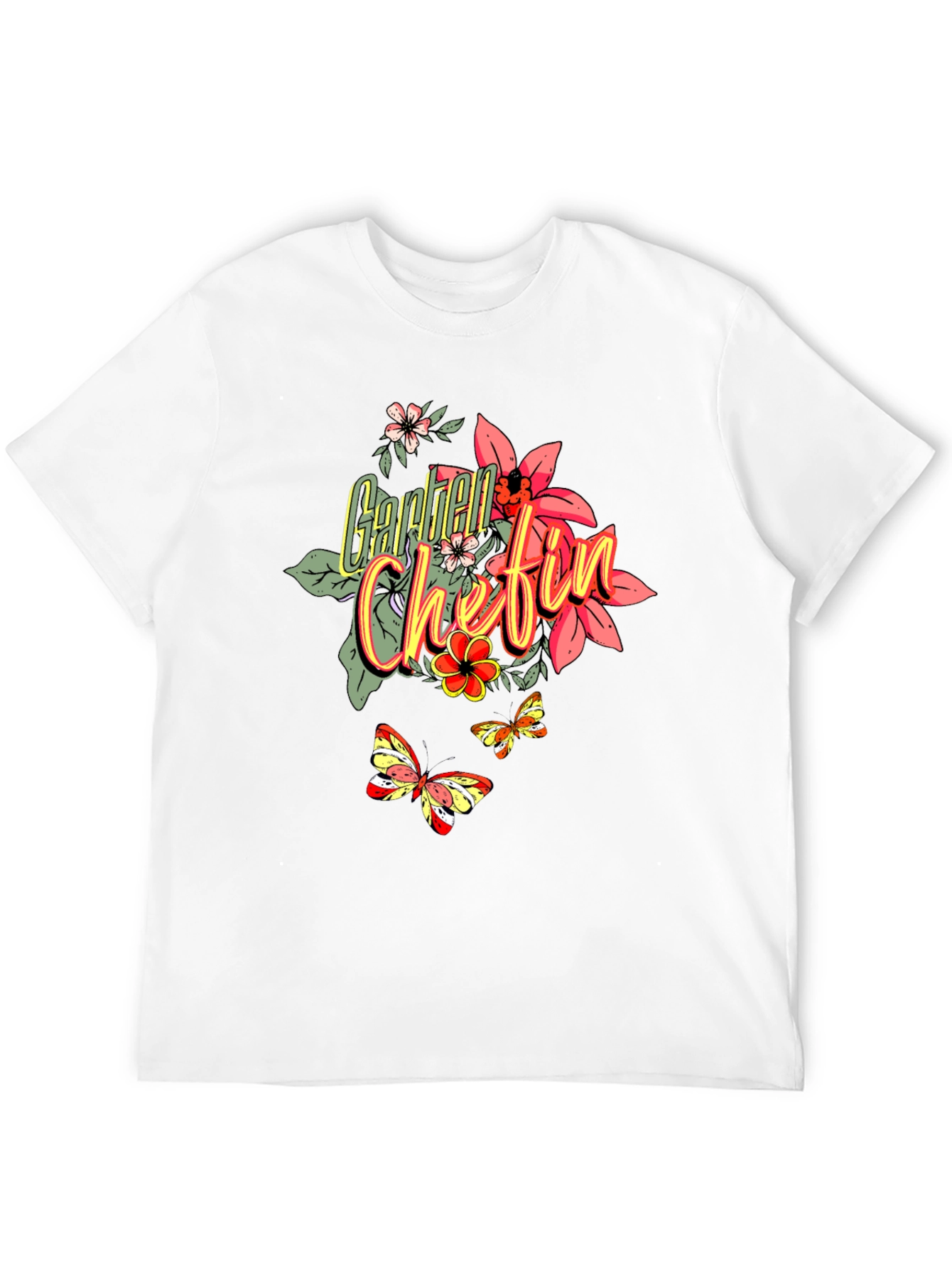 Floral Garden Chefin T-Shirt - Black