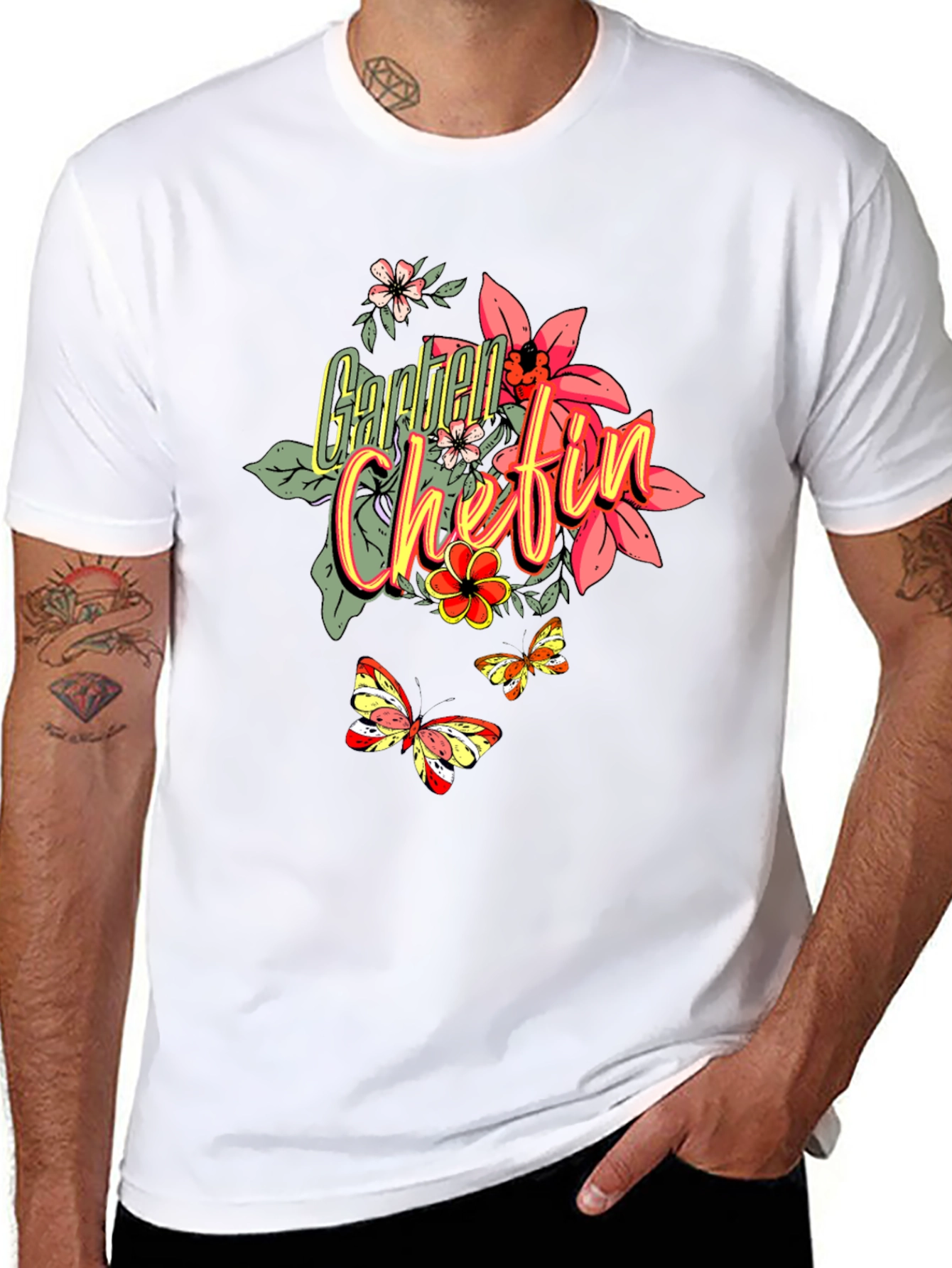 Floral Garden Chefin T-Shirt - Black