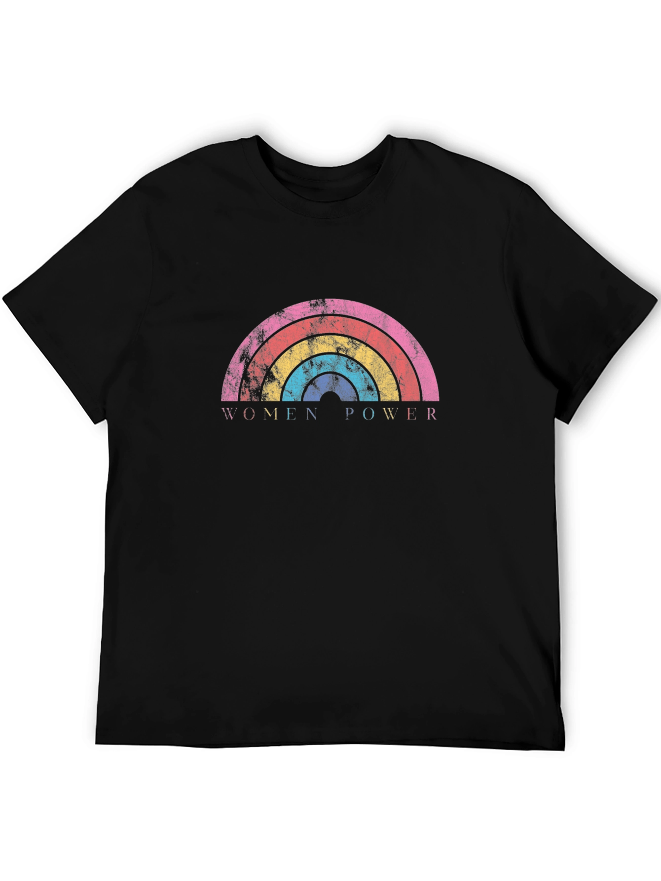 Women Power Rainbow Graphic Tee - Black Unisex T-Shirt