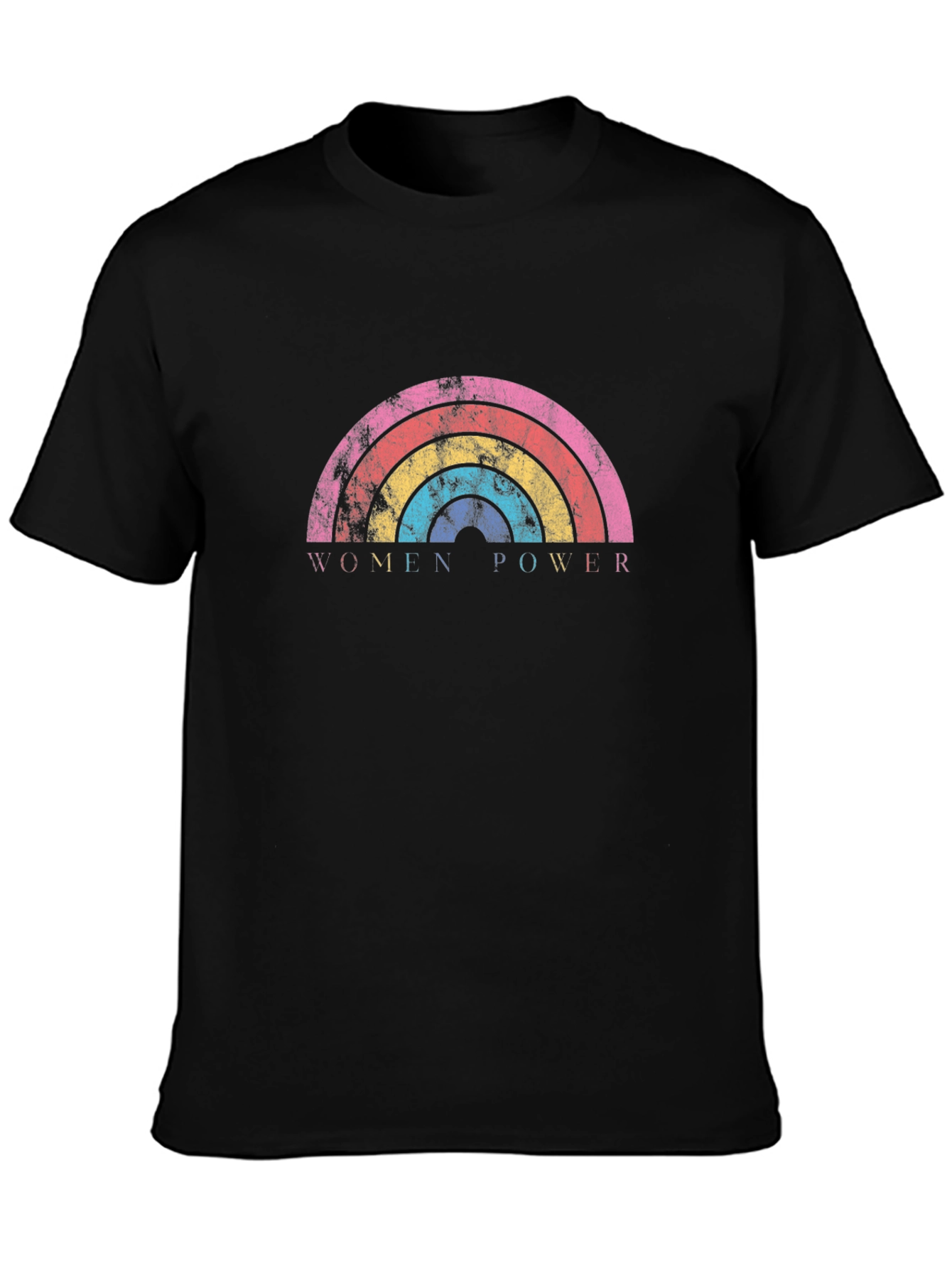 Women Power Rainbow Graphic Tee - Black Unisex T-Shirt