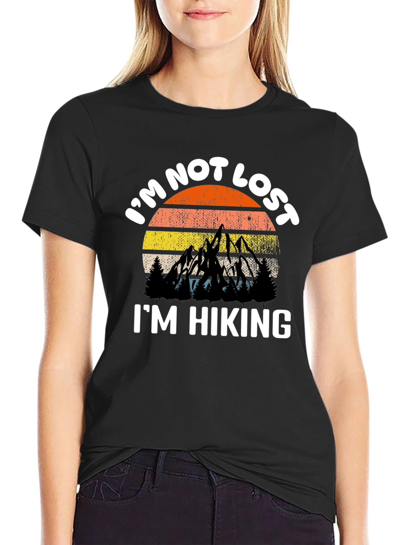 Im Not Lost Im Hiking Black T-Shirt