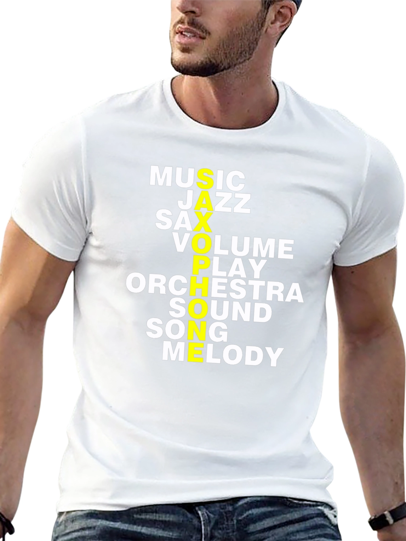 Music Lover Graphic T-Shirt - Saxophone Jazz Orchestra