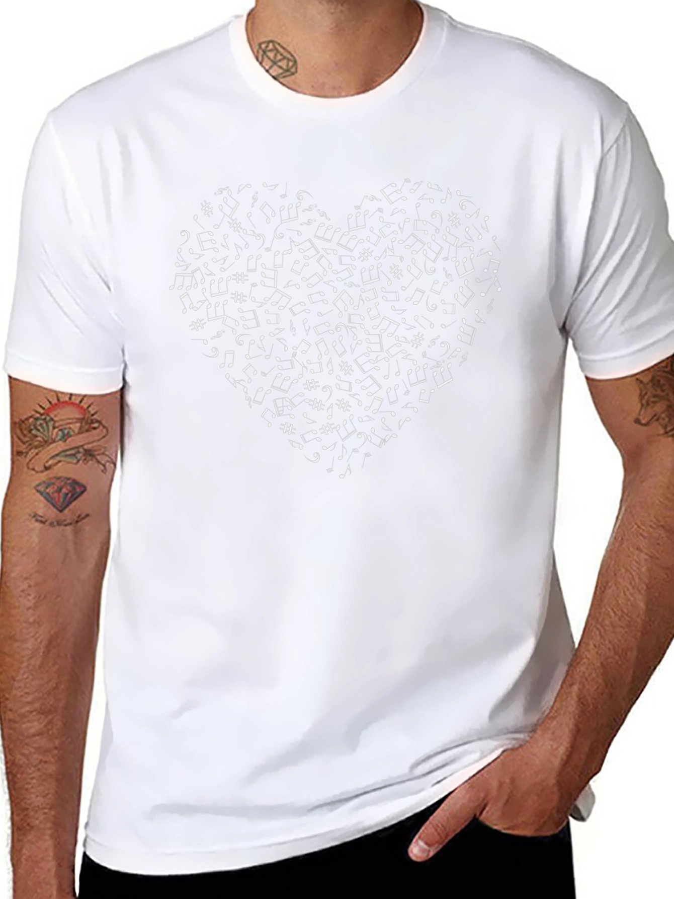Music Heart Graphic T-Shirt - Black Cotton Tee