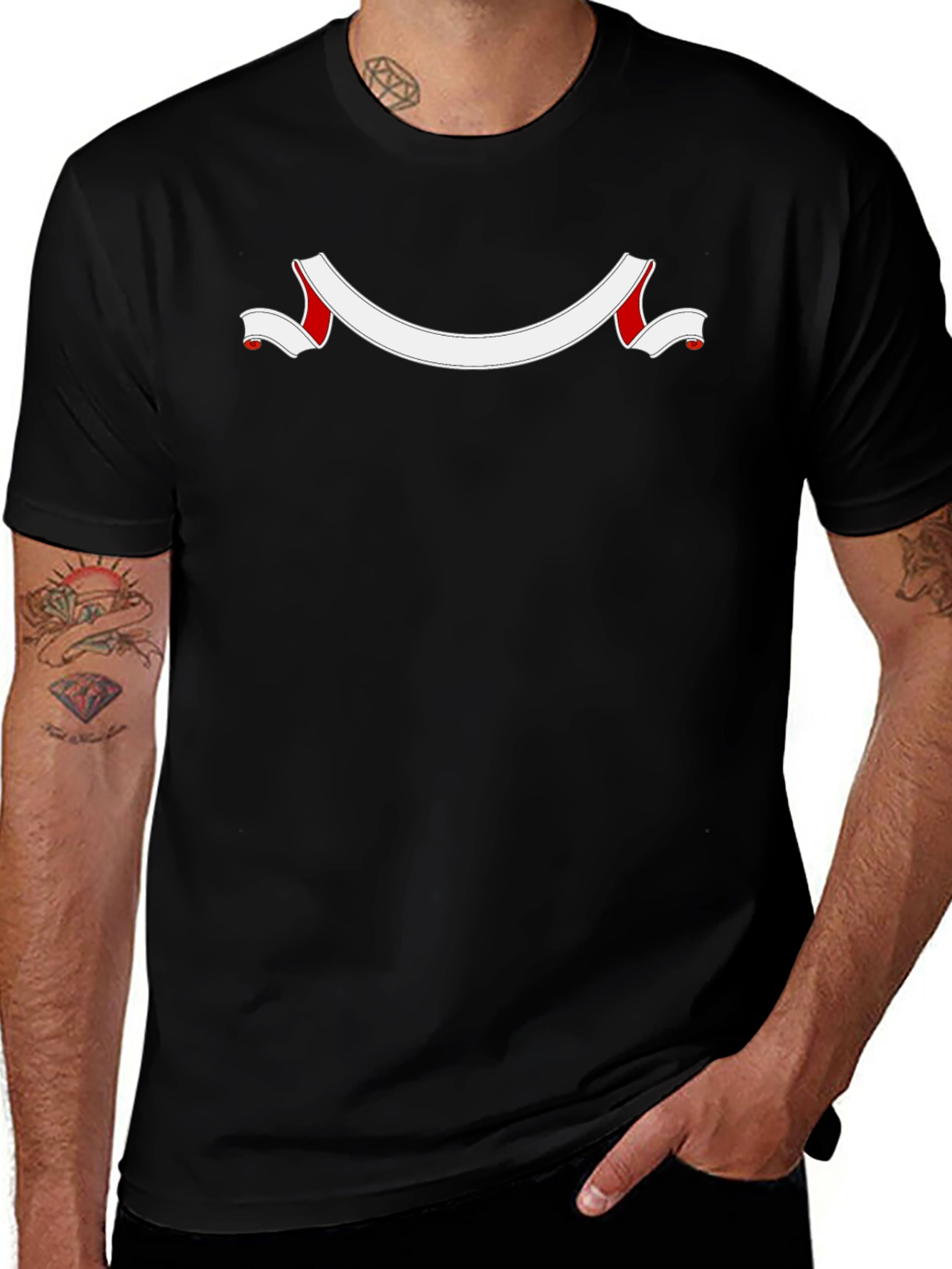 Black Graphic Tee with Ribbon