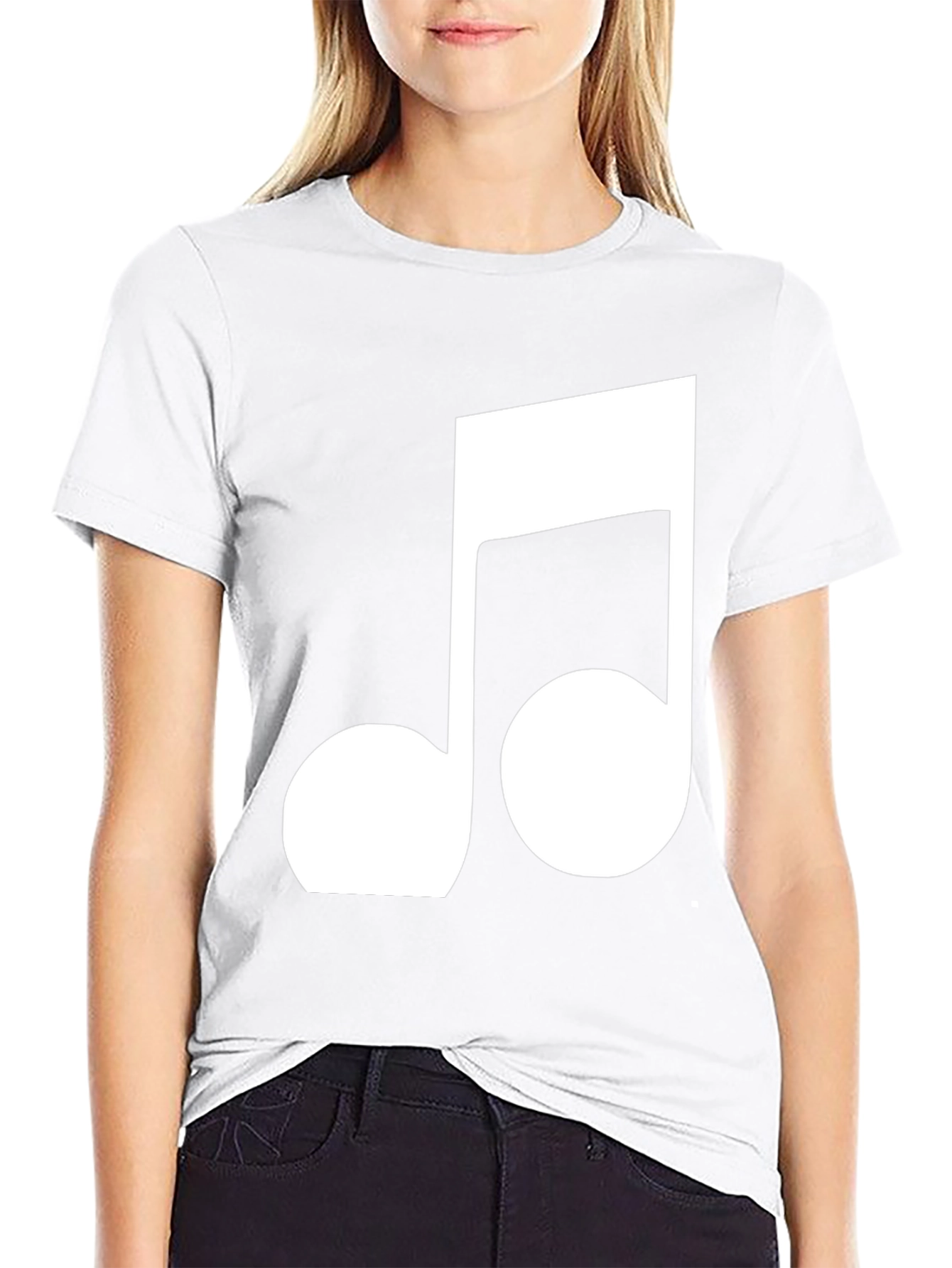 Black Tee with White Musical Note Design